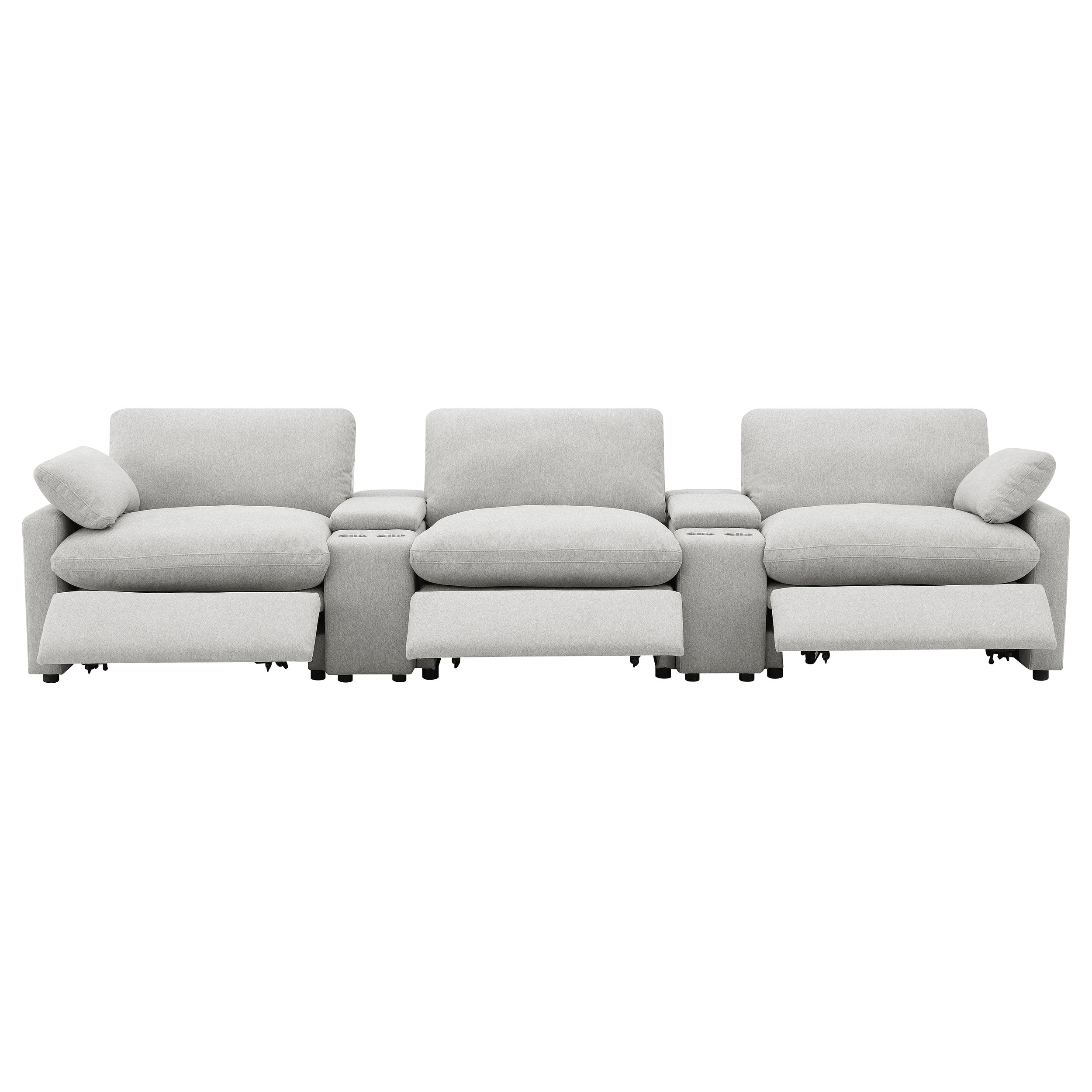 Collins Power Reclining Home Theater Seating Dark Grey