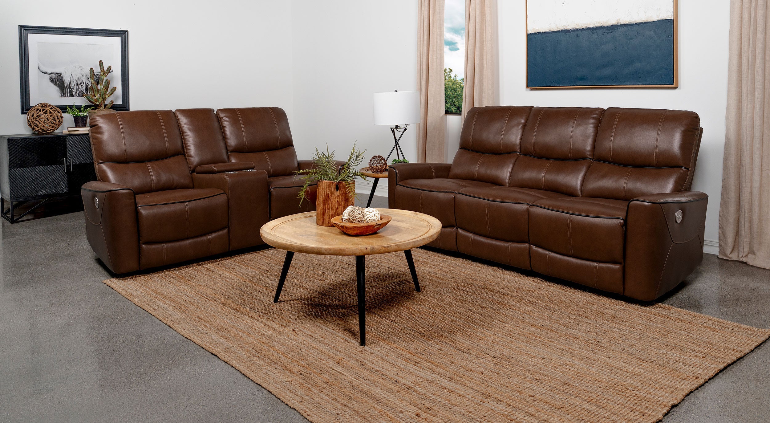 Greenfield Power Reclining Sofa Set Dove Grey
