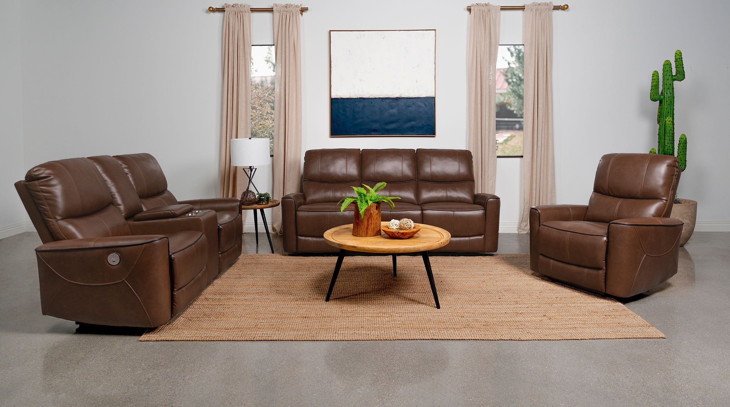 Greenfield Power Reclining Sofa Set Dove Grey