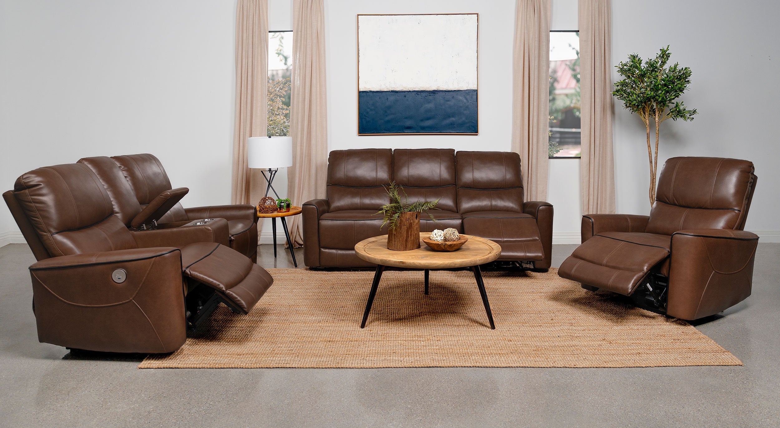 Greenfield Power Reclining Sofa Set Dove Grey