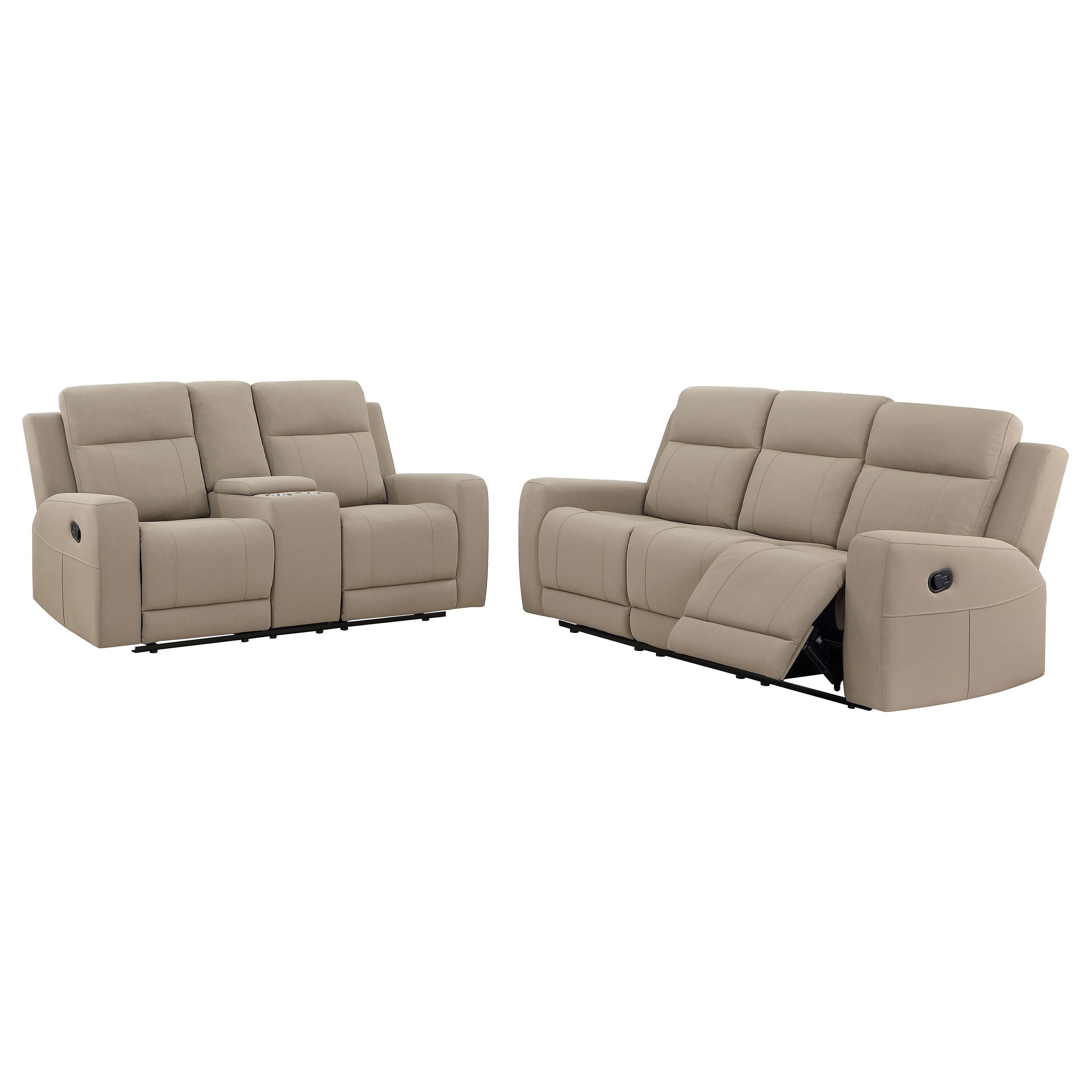 Brentwood Upholstered Reclining Sofa Set Charcoal