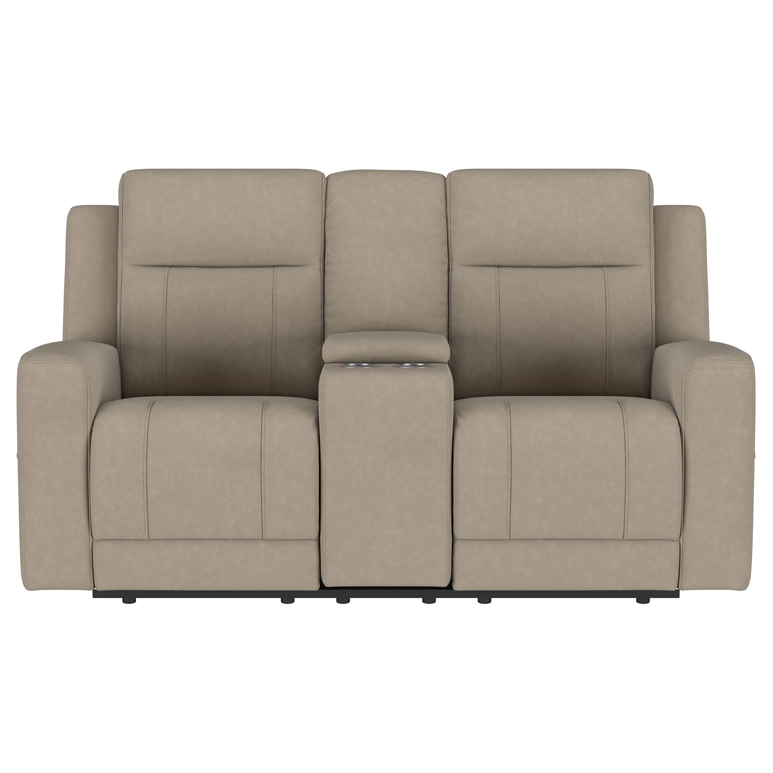 Brentwood Upholstered Motion Reclining Loveseat Taupe