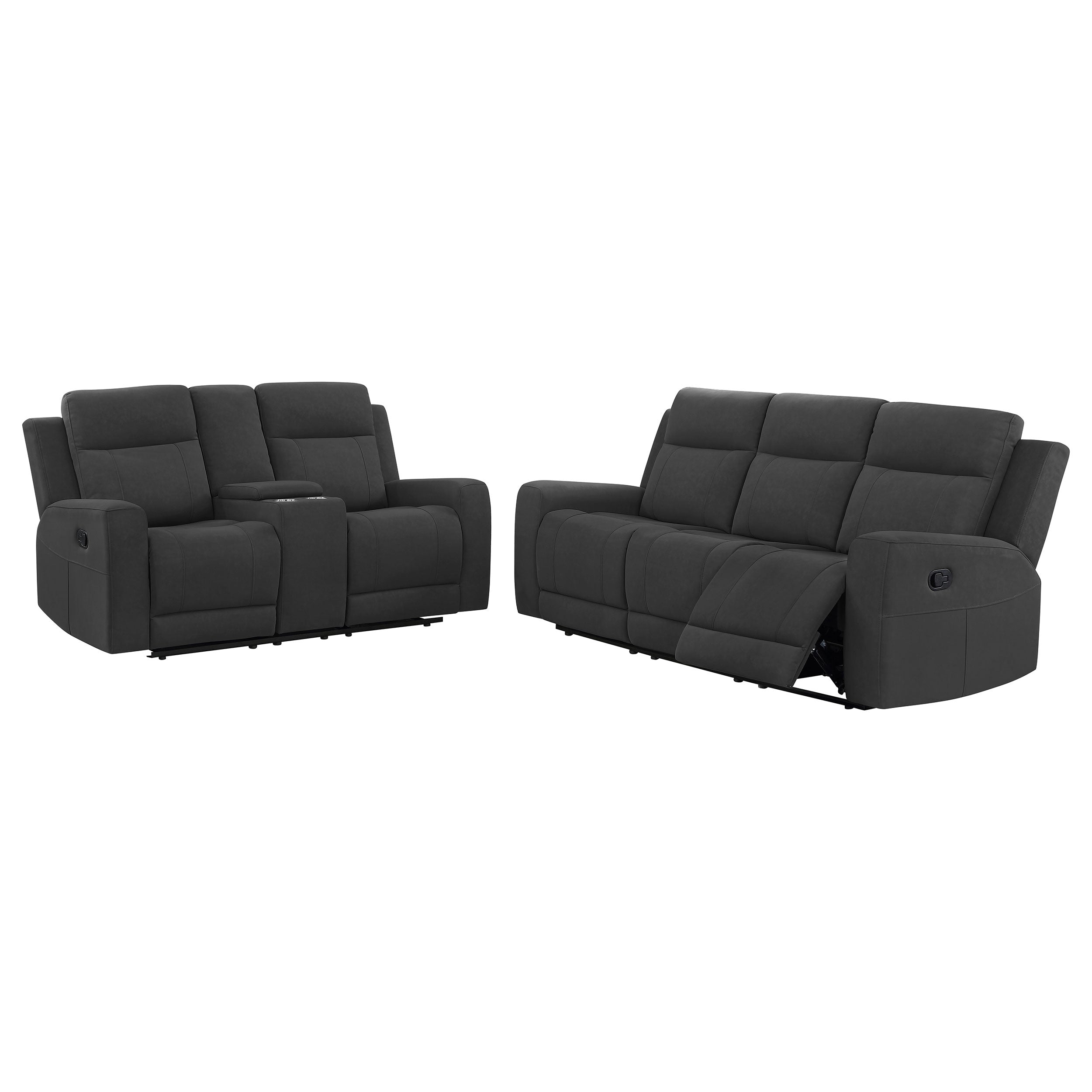 Brentwood Upholstered Reclining Sofa Set Charcoal