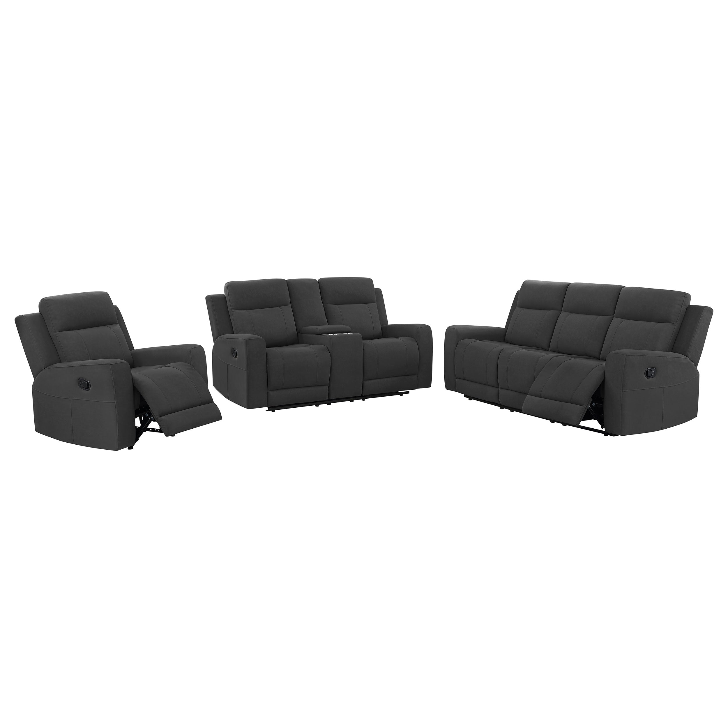 Brentwood Upholstered Reclining Sofa Set Charcoal
