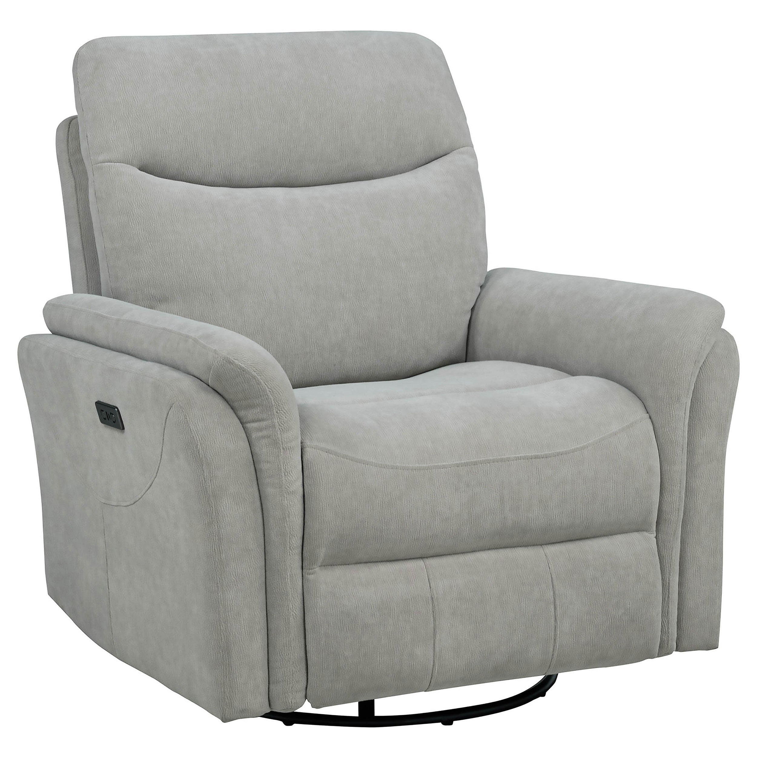 Adler Upholstered Power Swivel Glider Recliner