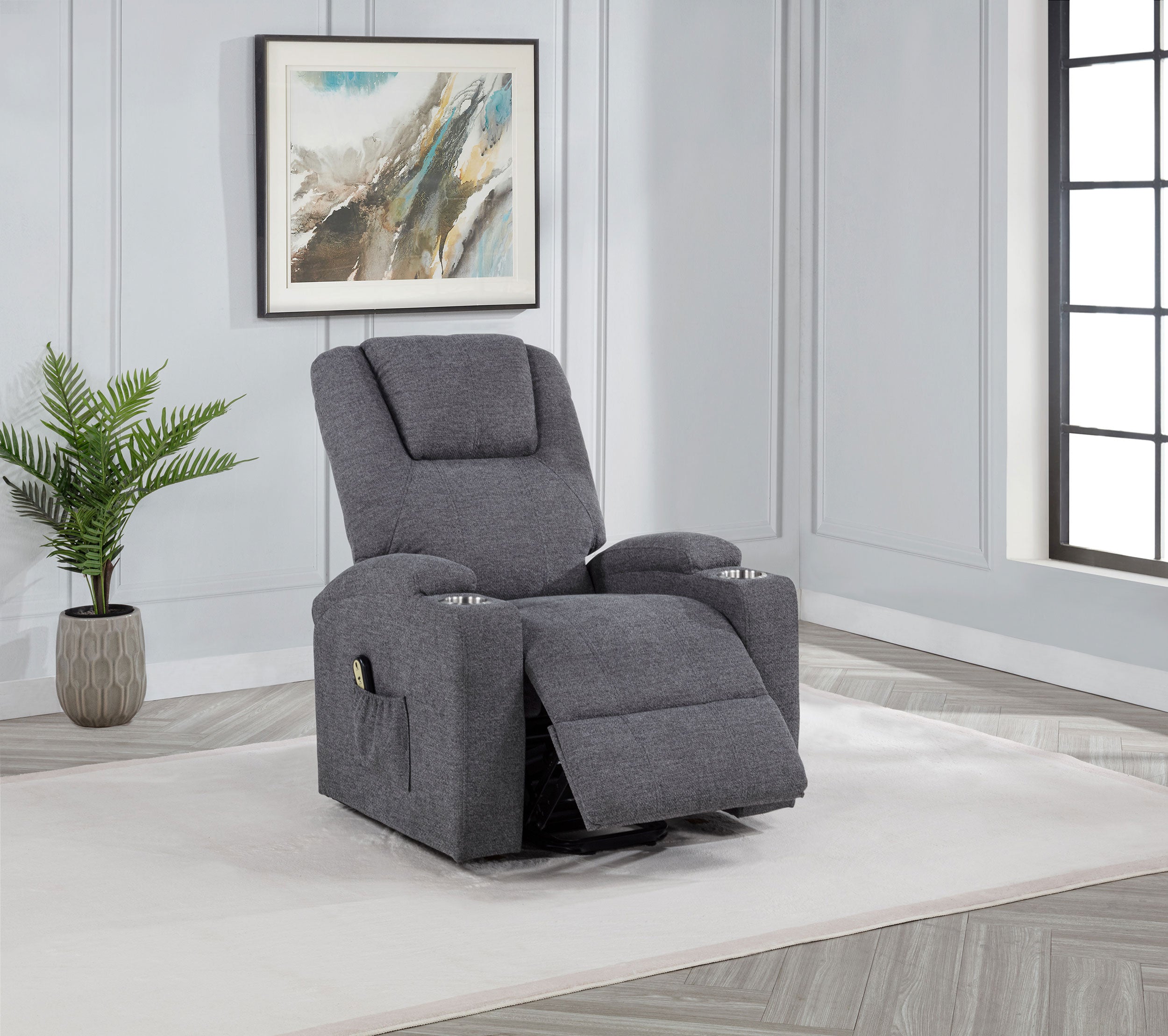 Louie Chenille Upholstered Power Lift Massage Chair