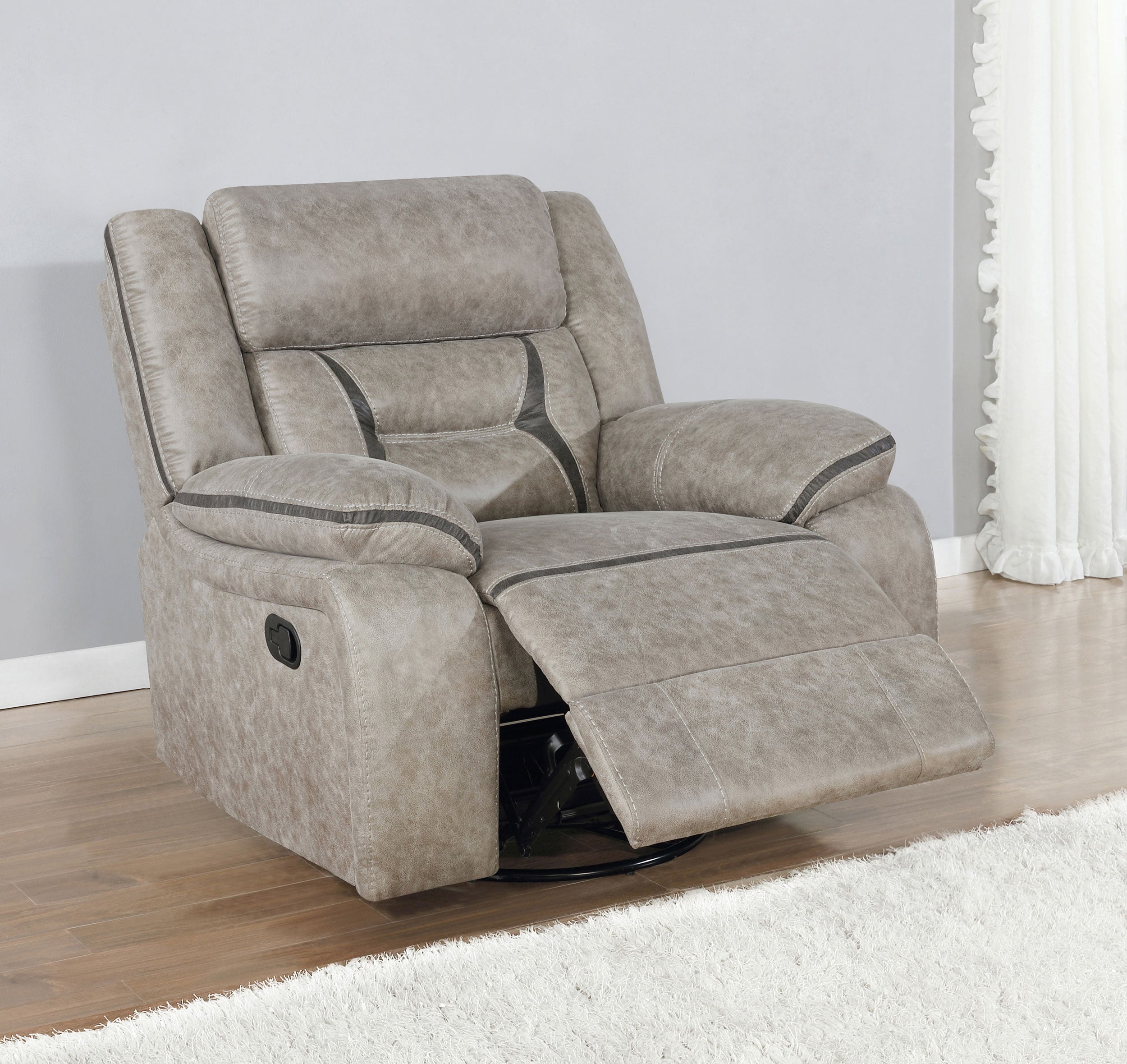 Greer Upholstered Swivel Glider Recliner Chair Brown