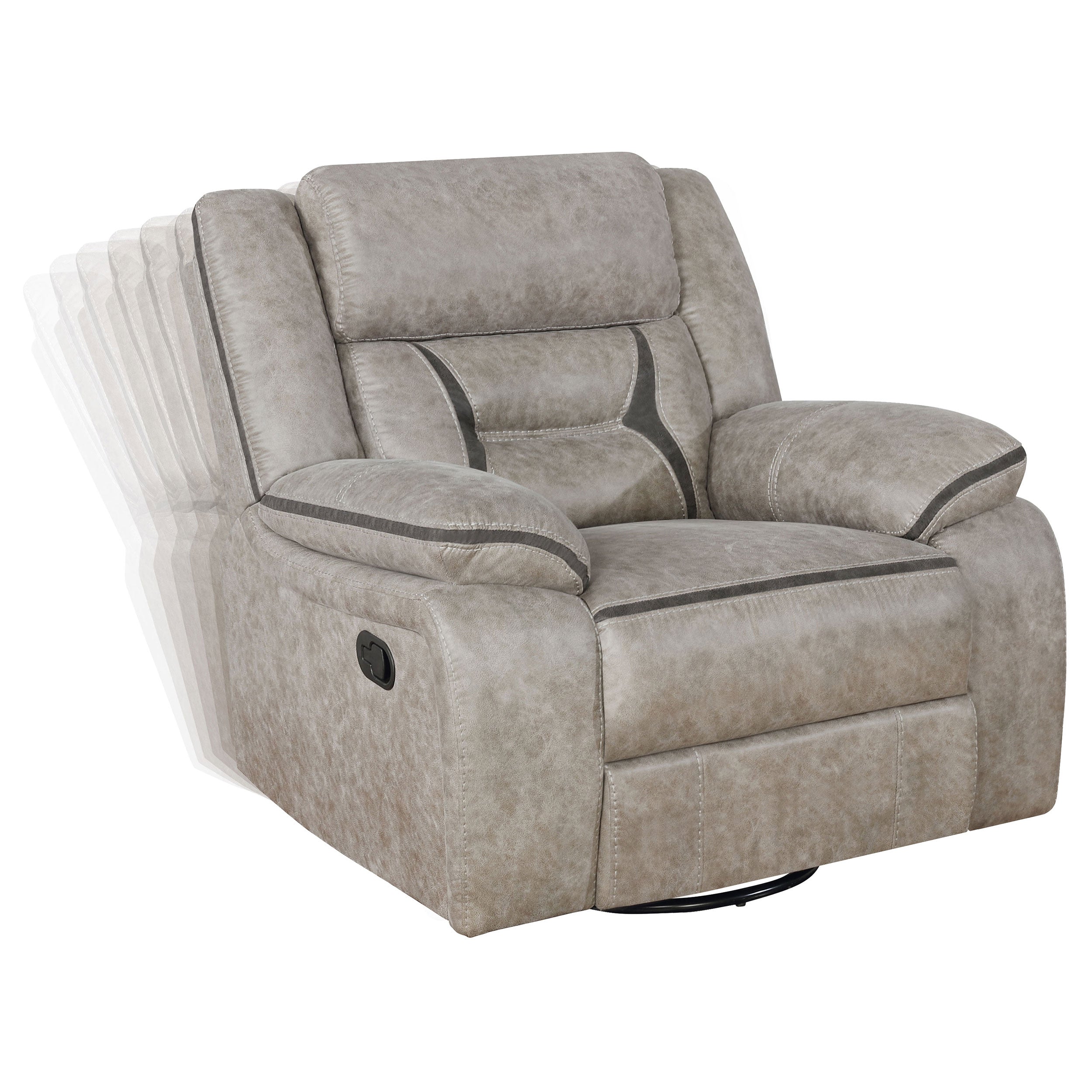 Greer Upholstered Swivel Glider Recliner Chair Brown