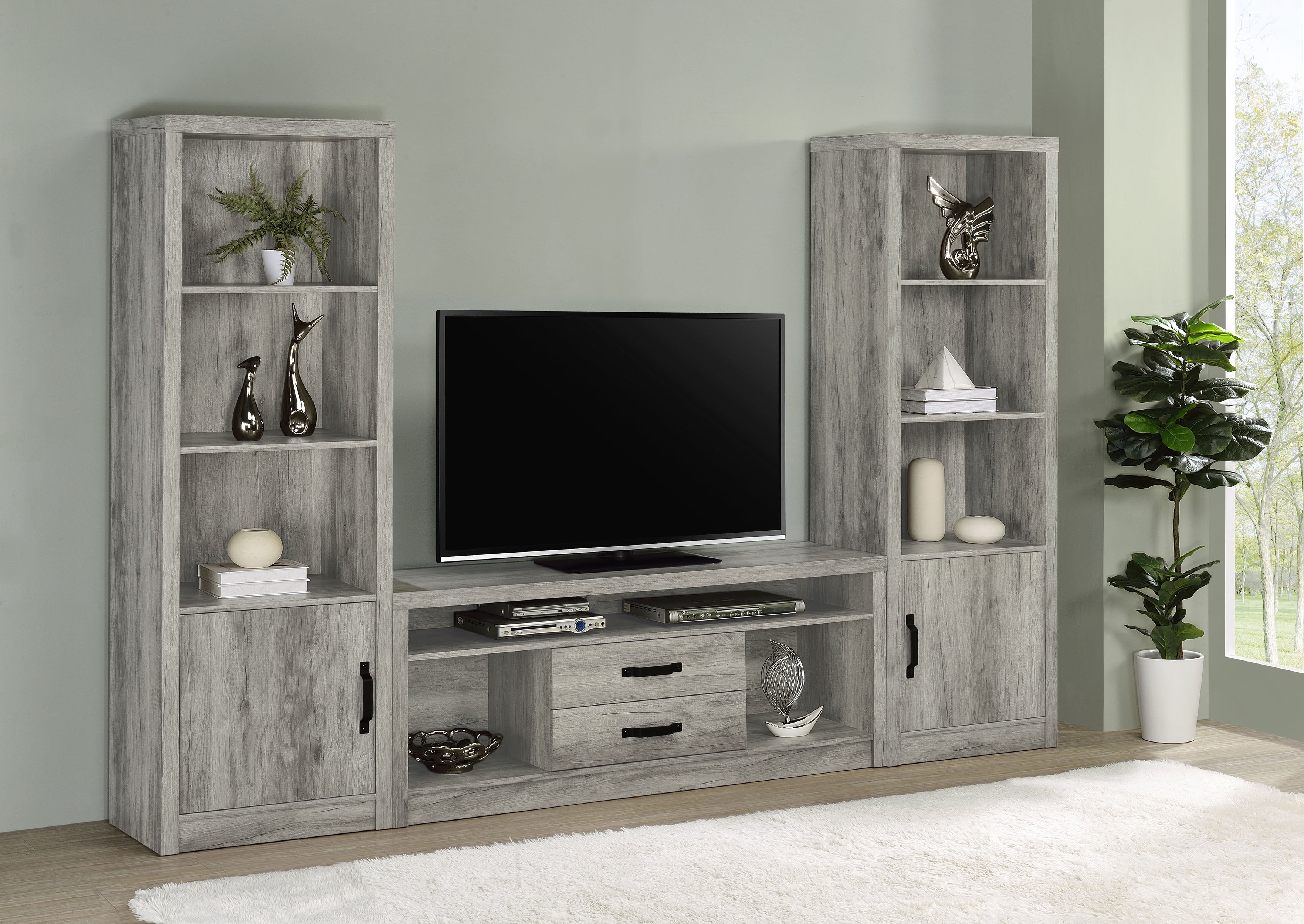 Burke 2-door Engineered Wood TV Stand Grey Driftwood