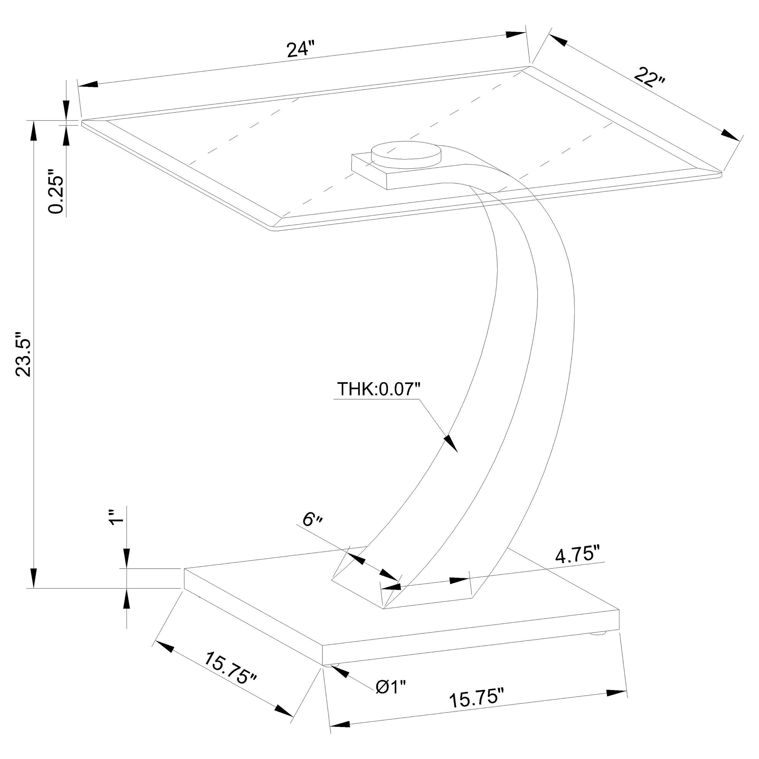 Pruitt Rectangular Glass Top Metal End Table Satin Silver