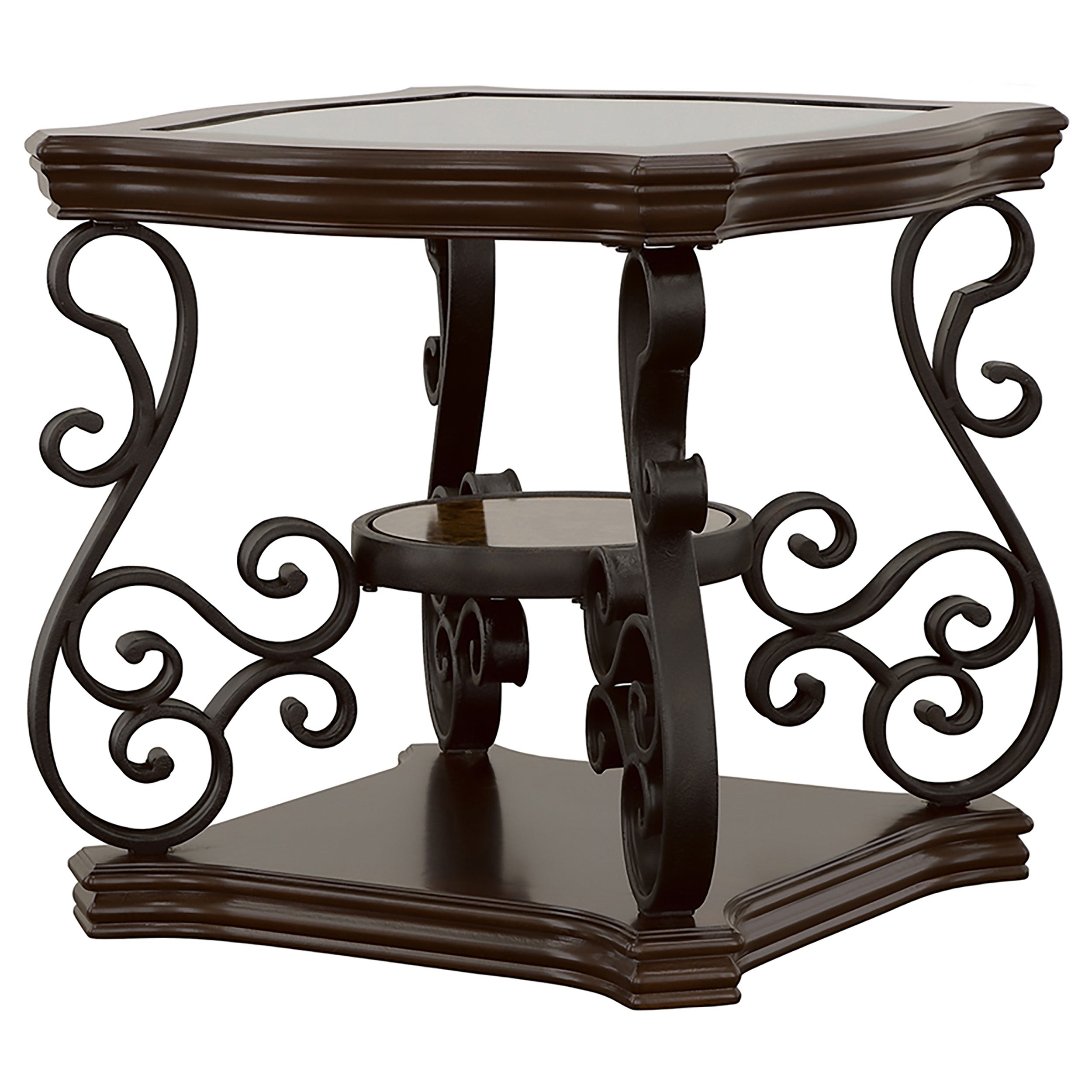 Laney 1-shelf Glass Top Rectangular End Table Deep Merlot