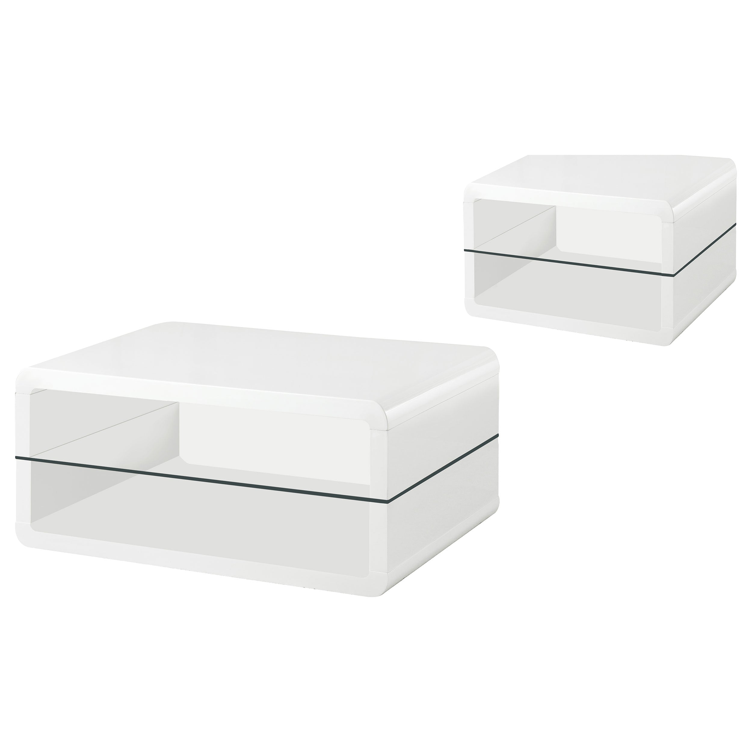 Elana Coffee and End Table Set White High Gloss