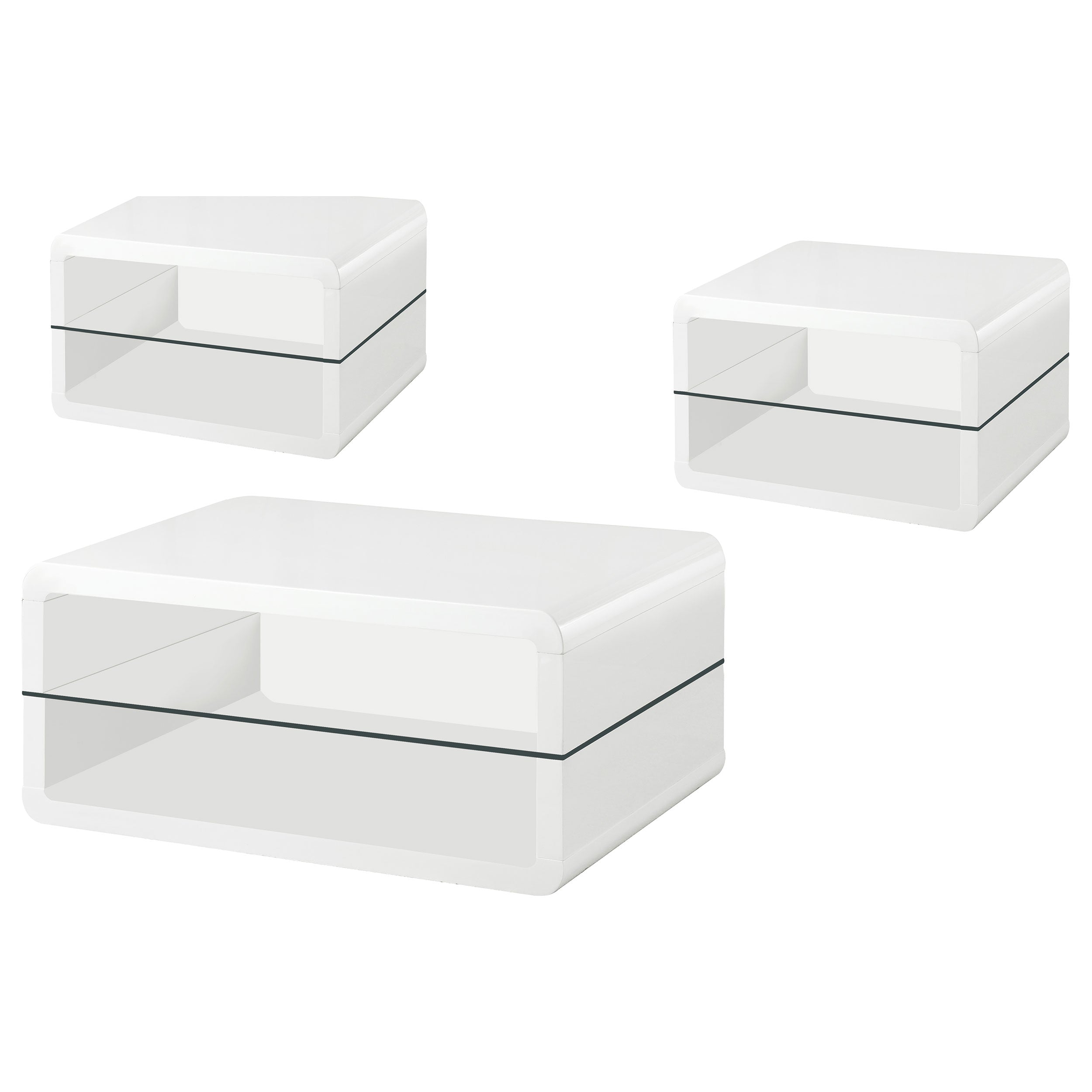 Elana Coffee and End Table Set White High Gloss
