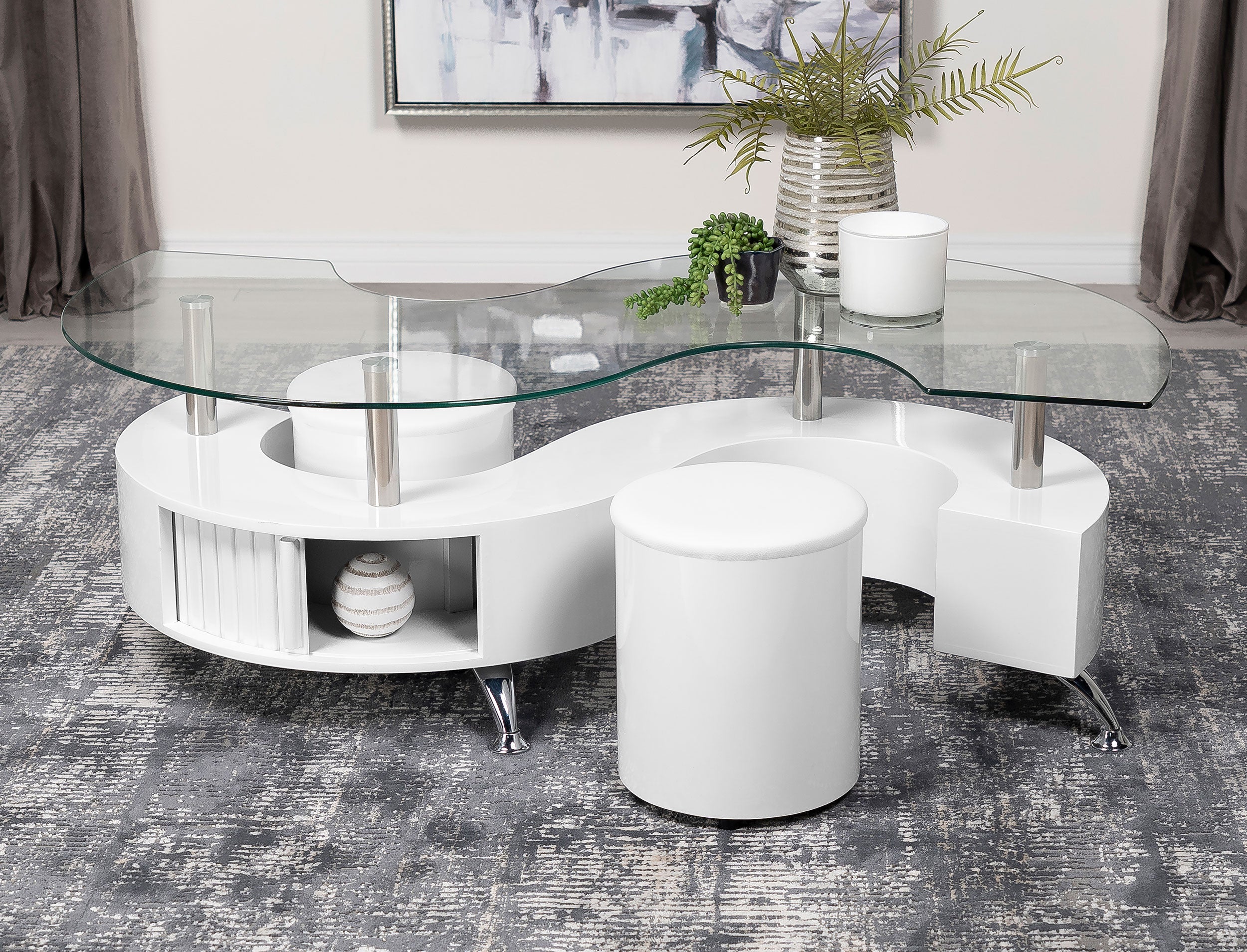 Buckley  Coffee Table and Stools Set Cappuccino