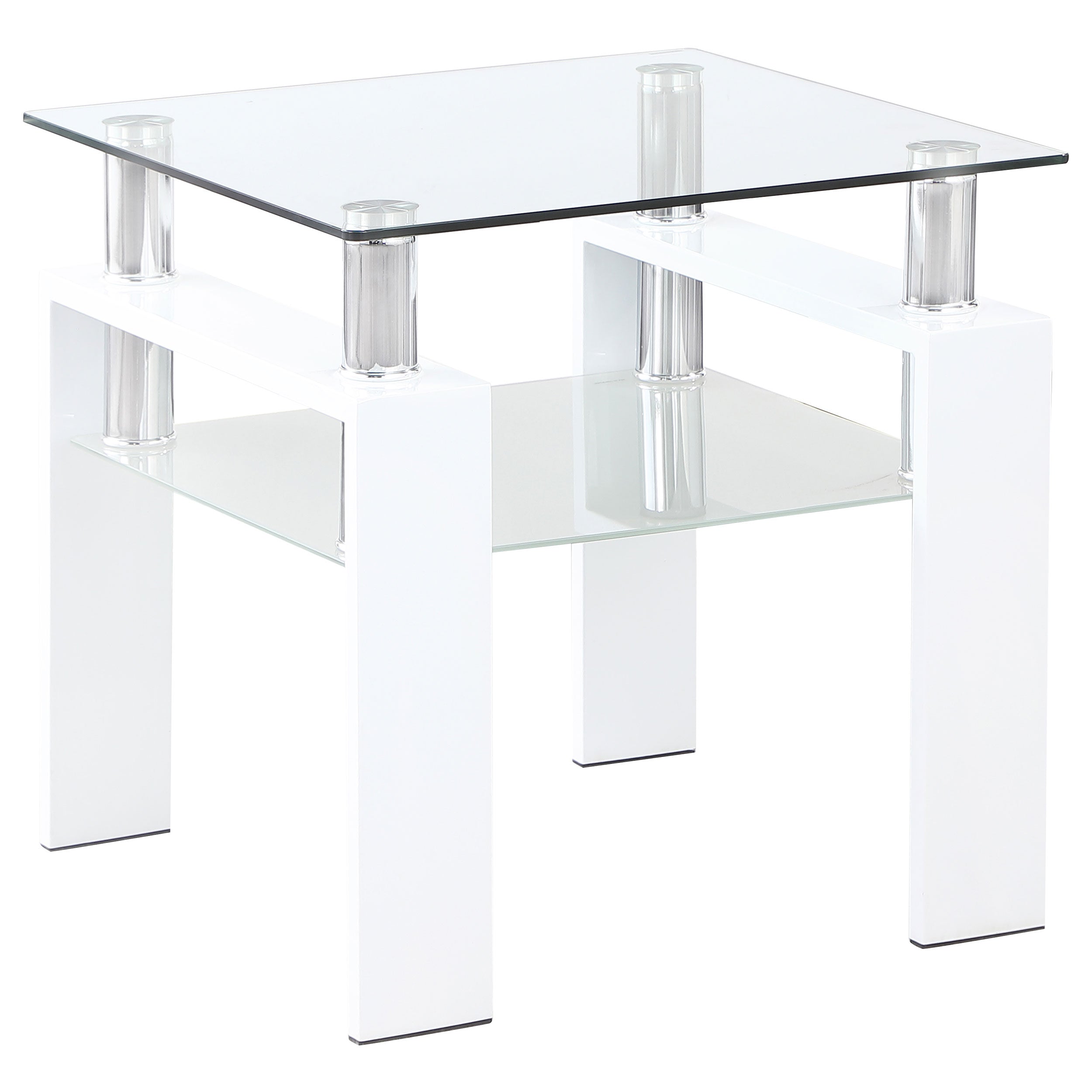 Dyer 1-shelf Square Glass Top Side End Table Black