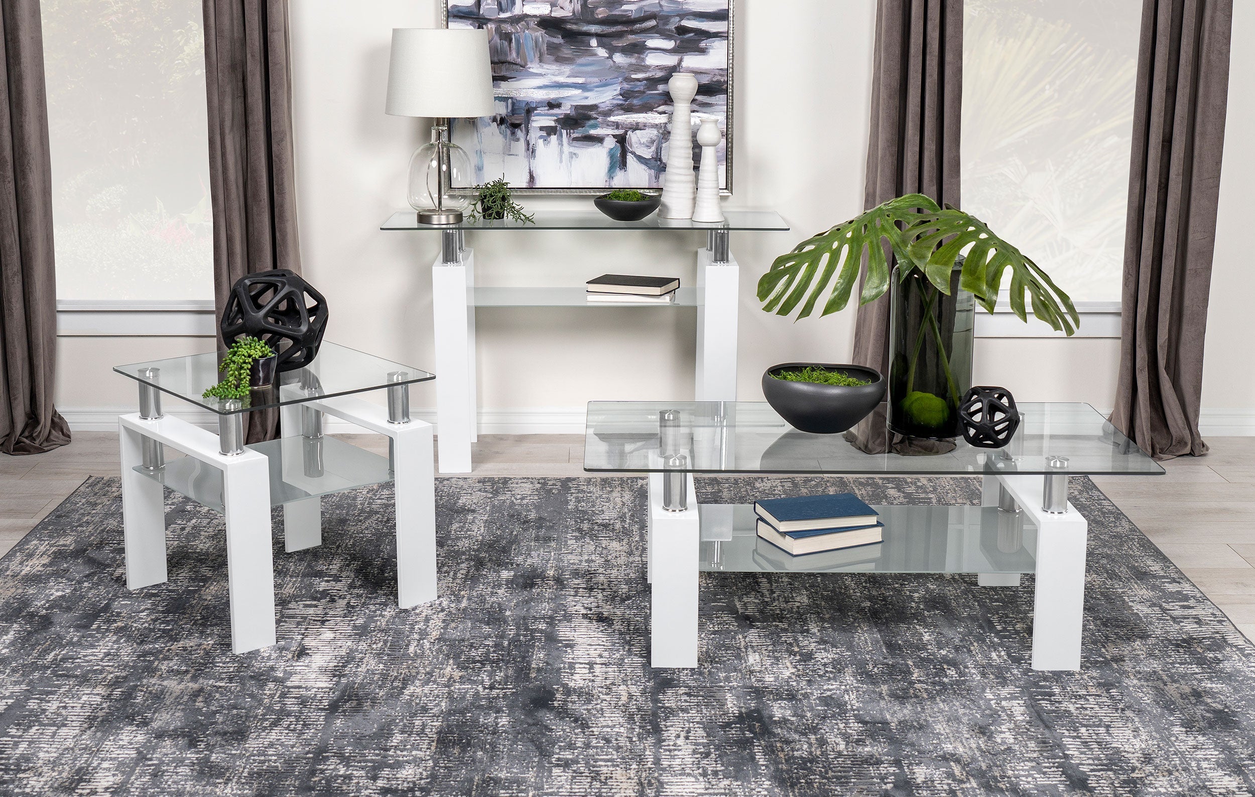 Dyer 1-shelf Square Glass Top Side End Table Black