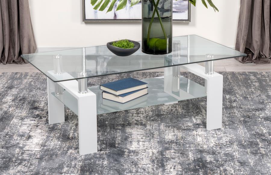 Dyer 1-shelf Rectangular Glass Top Coffee Table