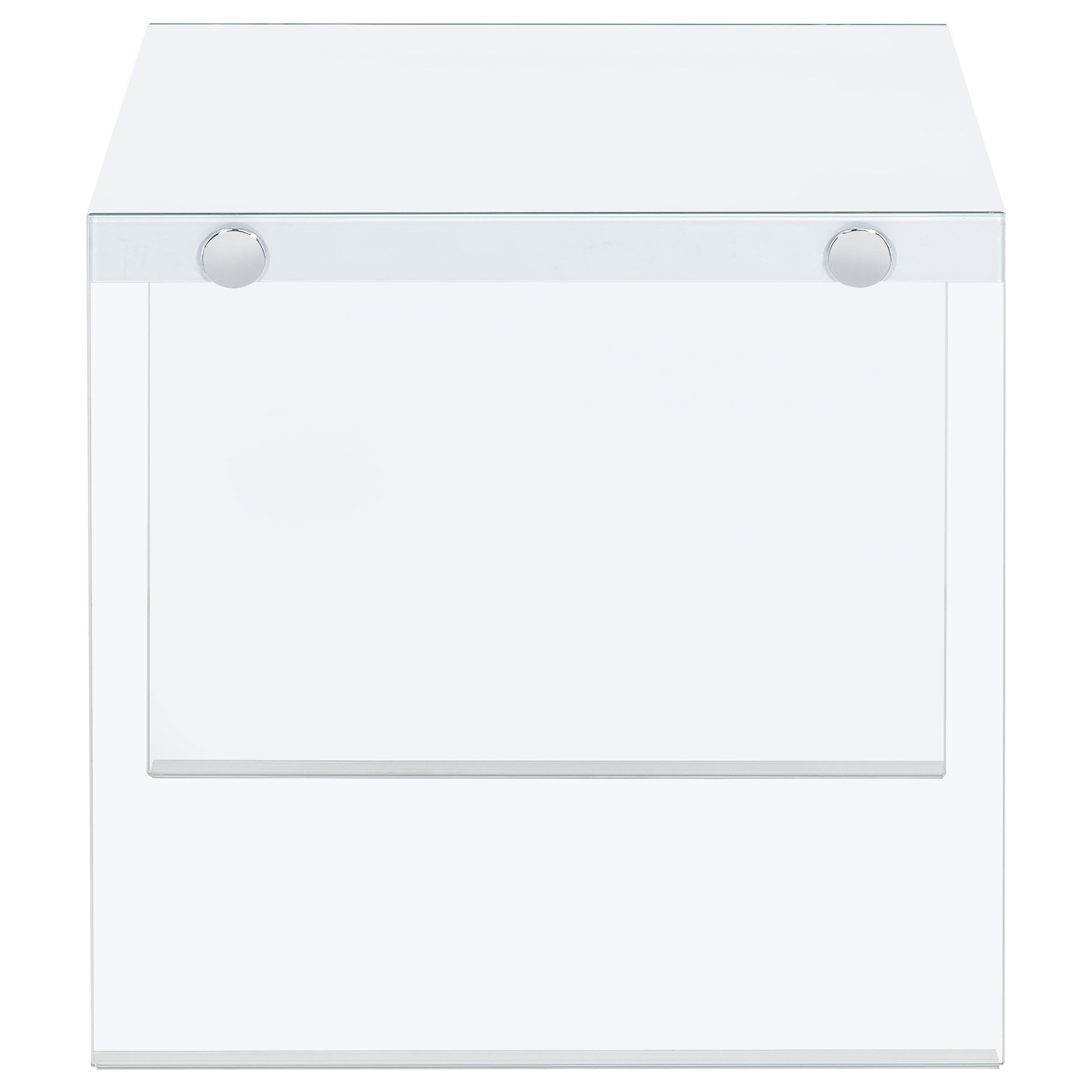 Opal Square Glass Frame Side End Table White High Gloss