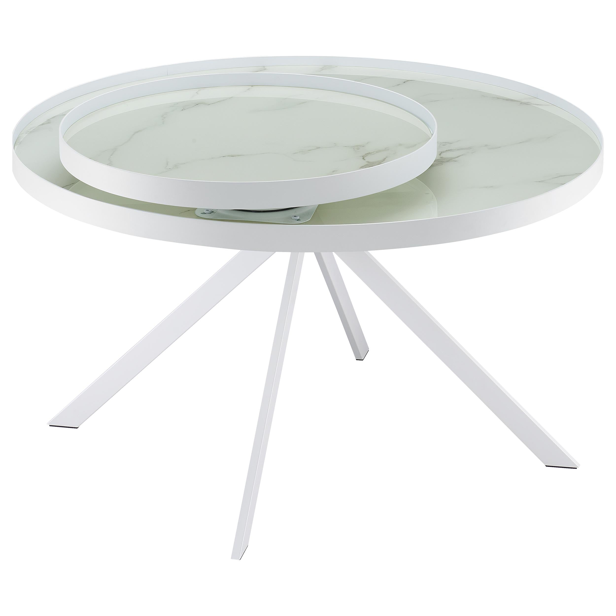 Briggs Round Marble Printed Glass Top Coffee Table Black