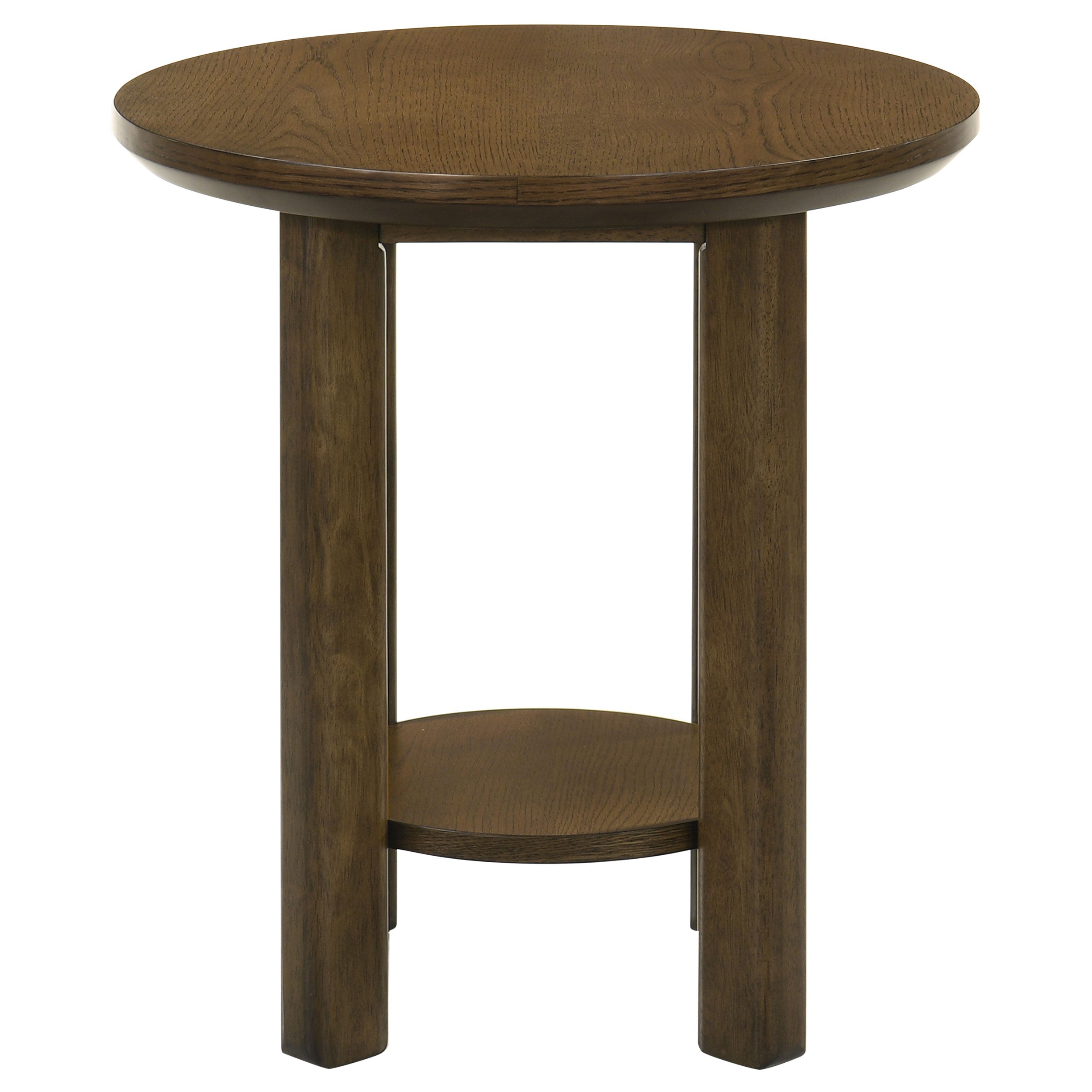 Ottowa Round Wood Side End Table with Shelf Brown