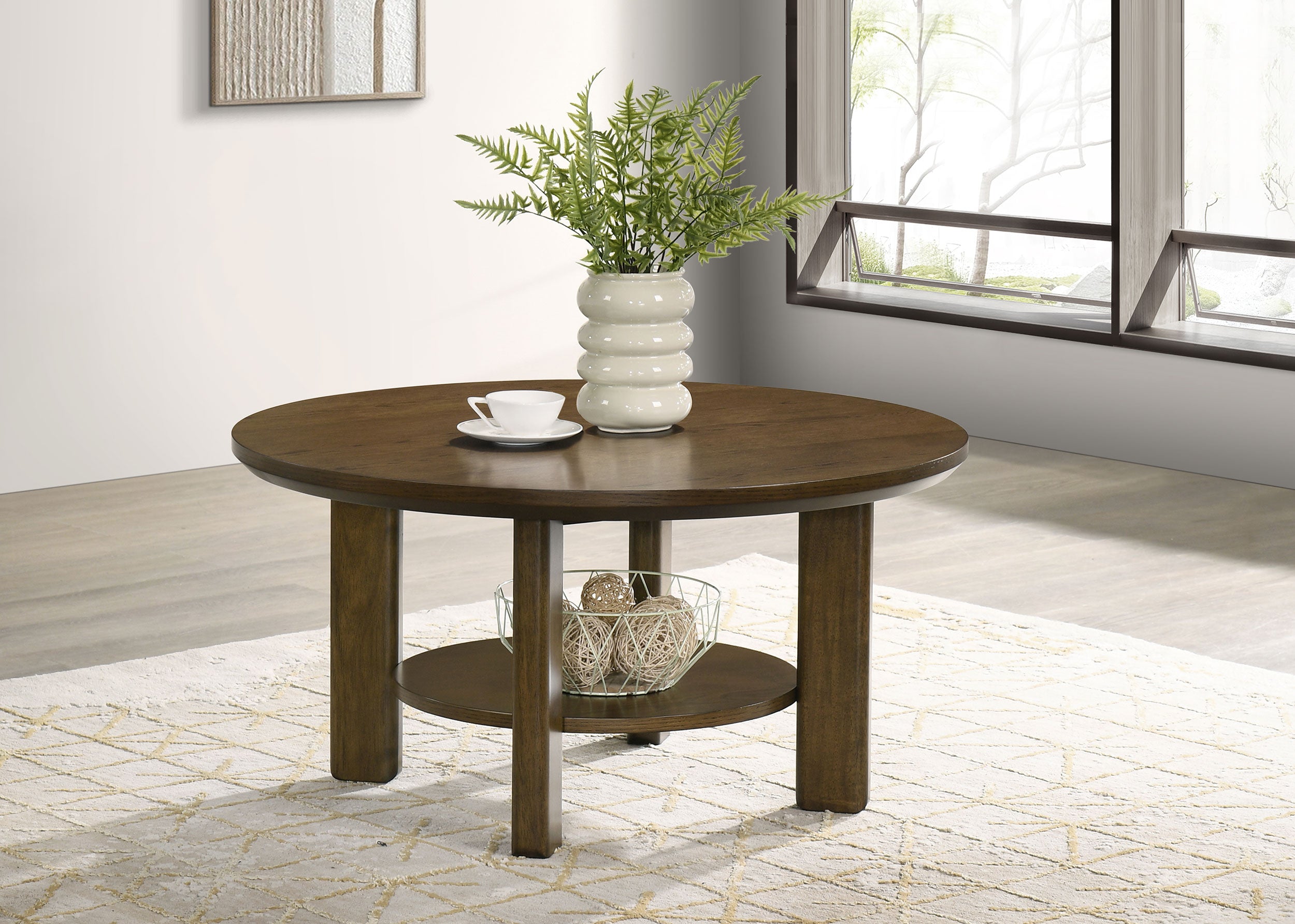 Ottowa 36-inch Round Wood Cocktail Coffee Table Brown