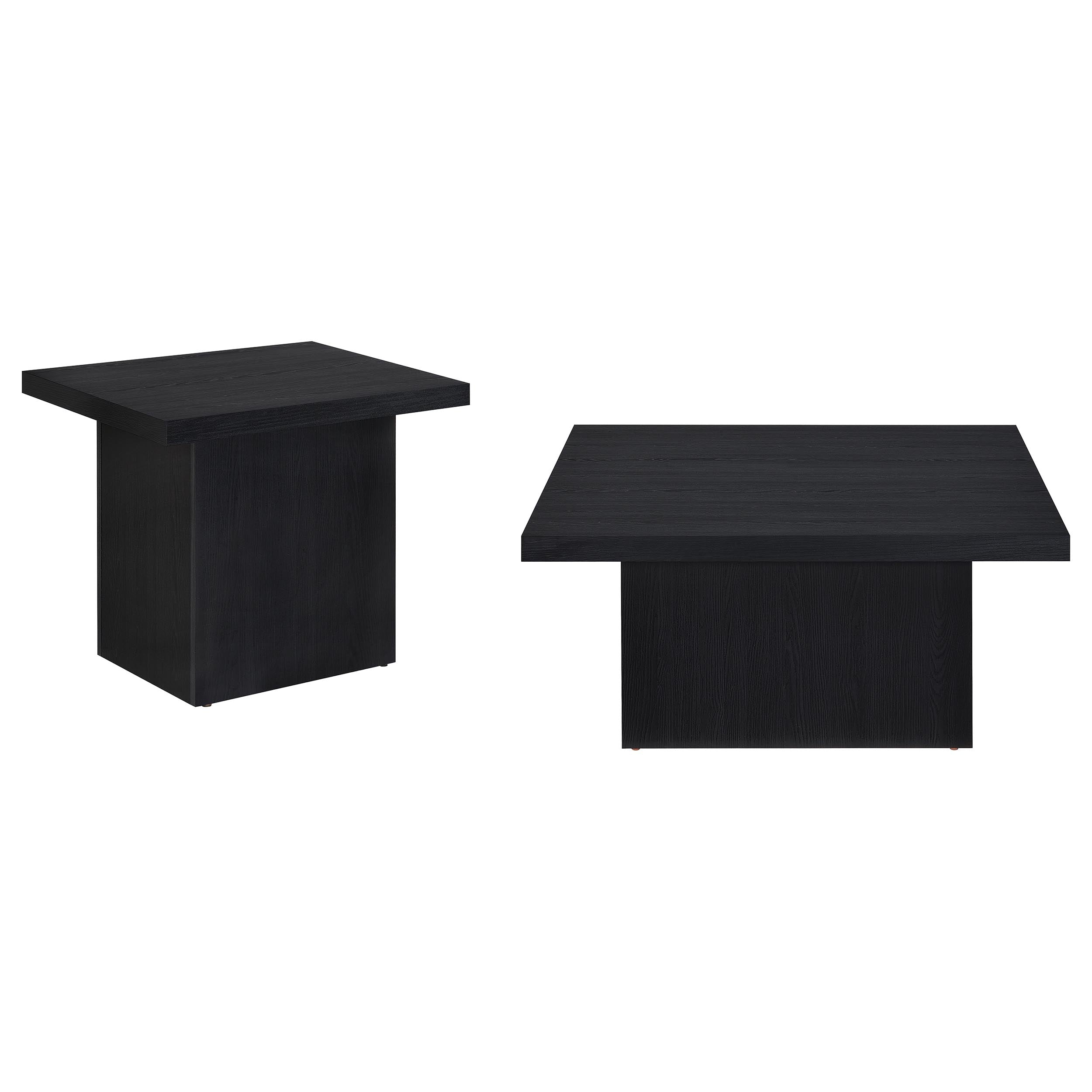 Devar Square Cocktail Coffee End Table Set Black