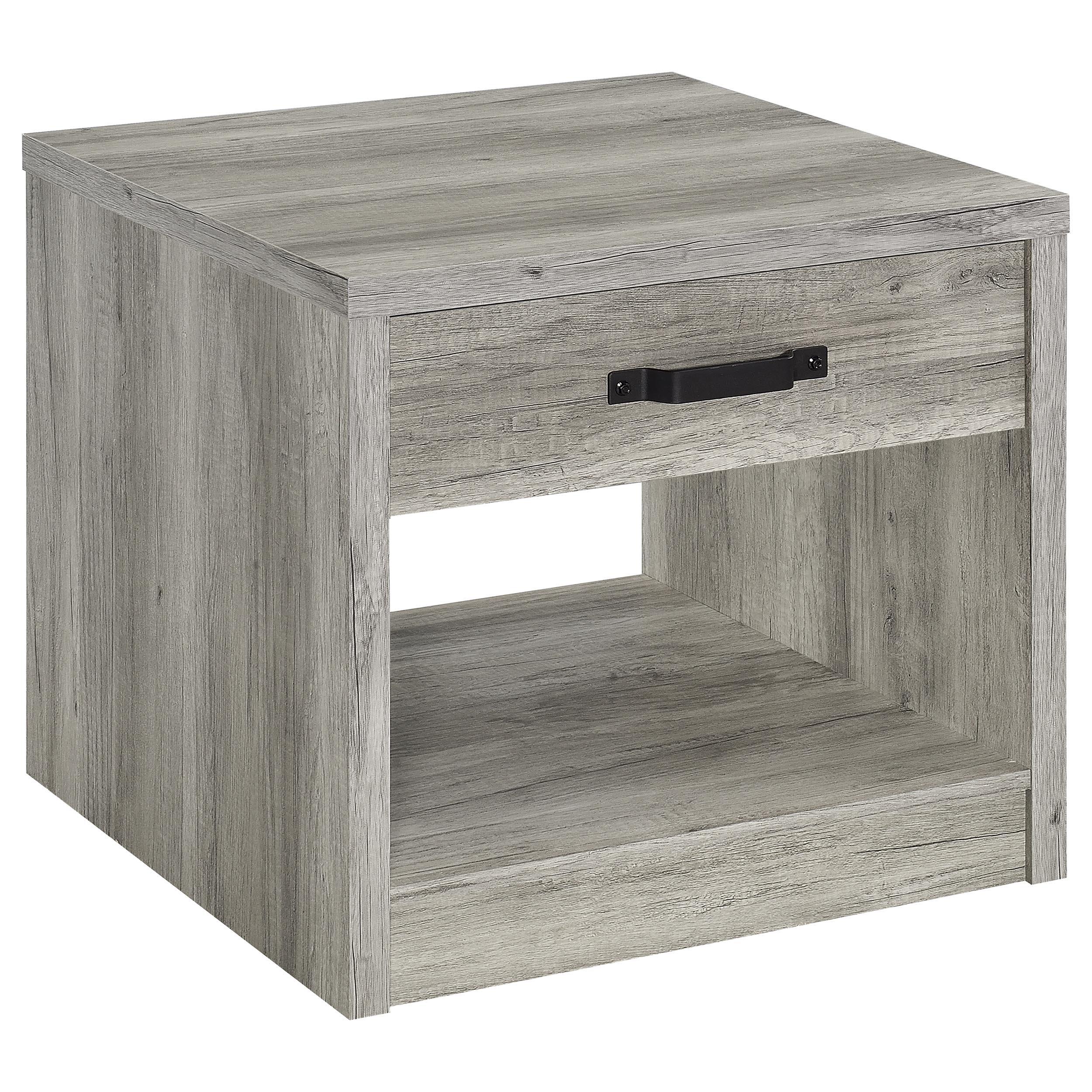 Felix 1-drawer Square Engineered Wood End Table Grey Driftwood