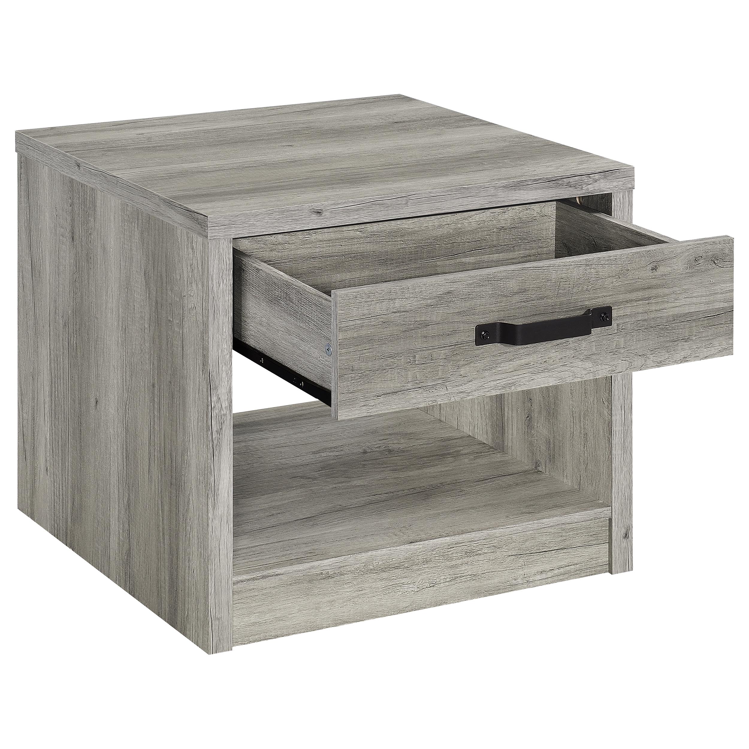 Felix 1-drawer Square Engineered Wood End Table Grey Driftwood