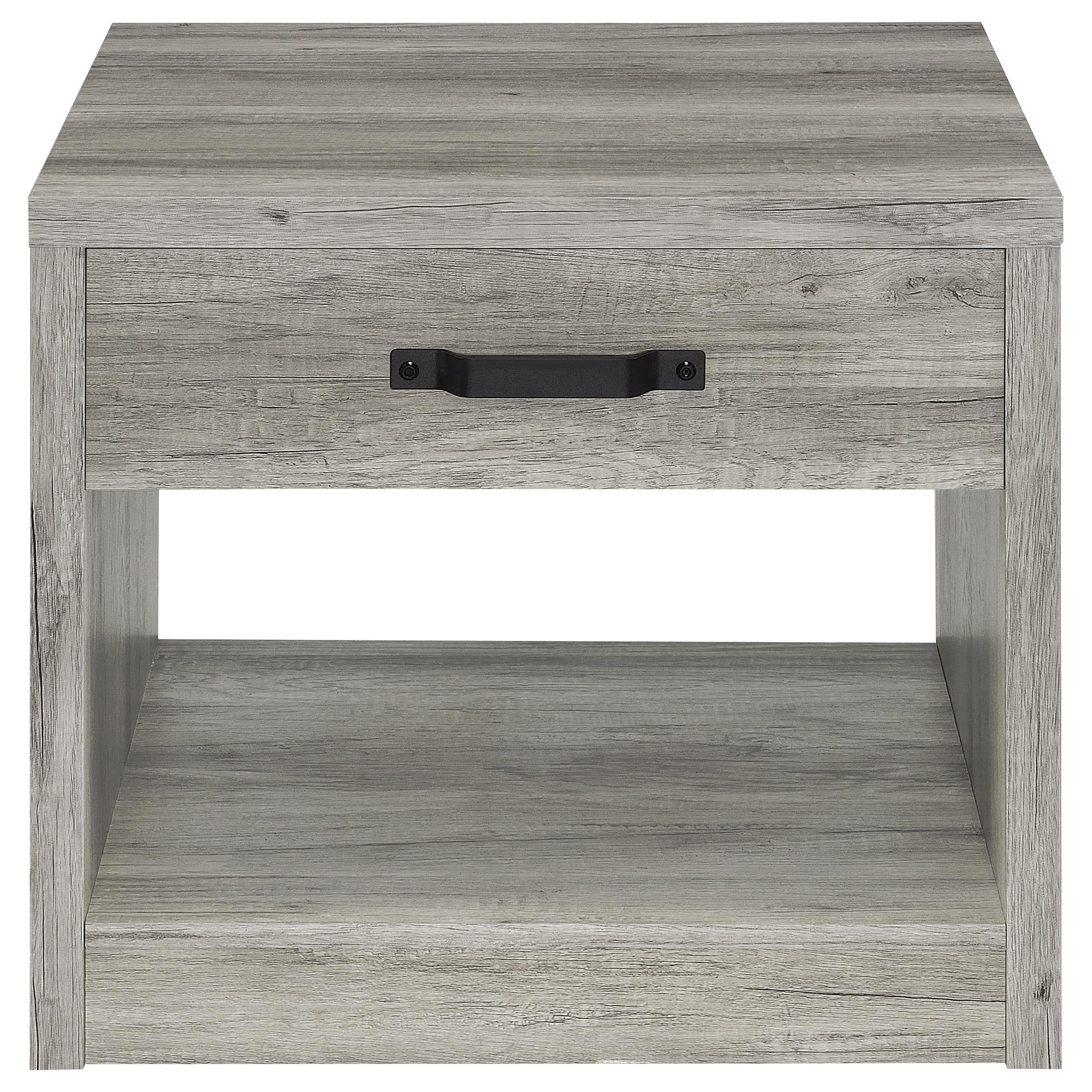 Felix 1-drawer Square Engineered Wood End Table Grey Driftwood