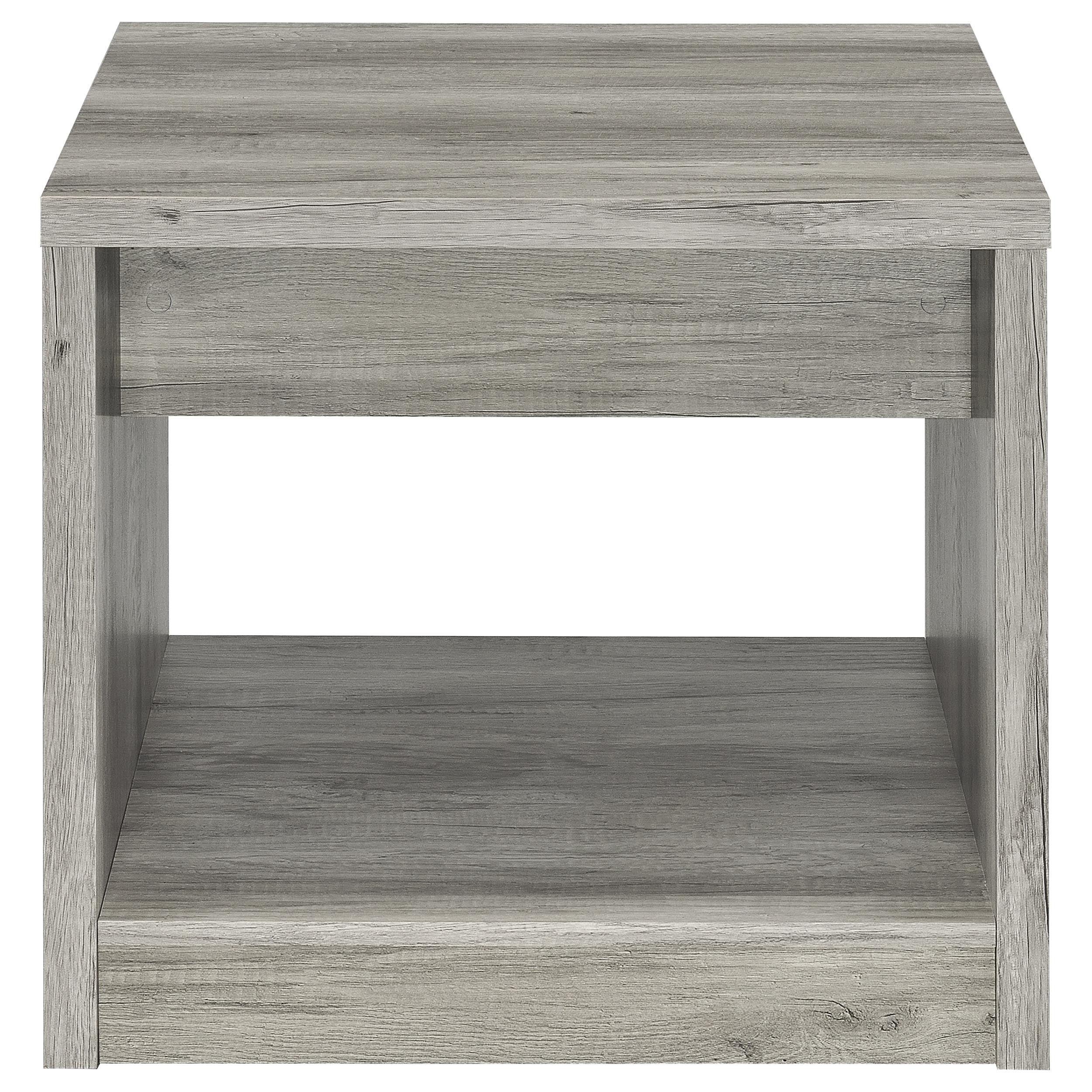 Felix 1-drawer Square Engineered Wood End Table Grey Driftwood
