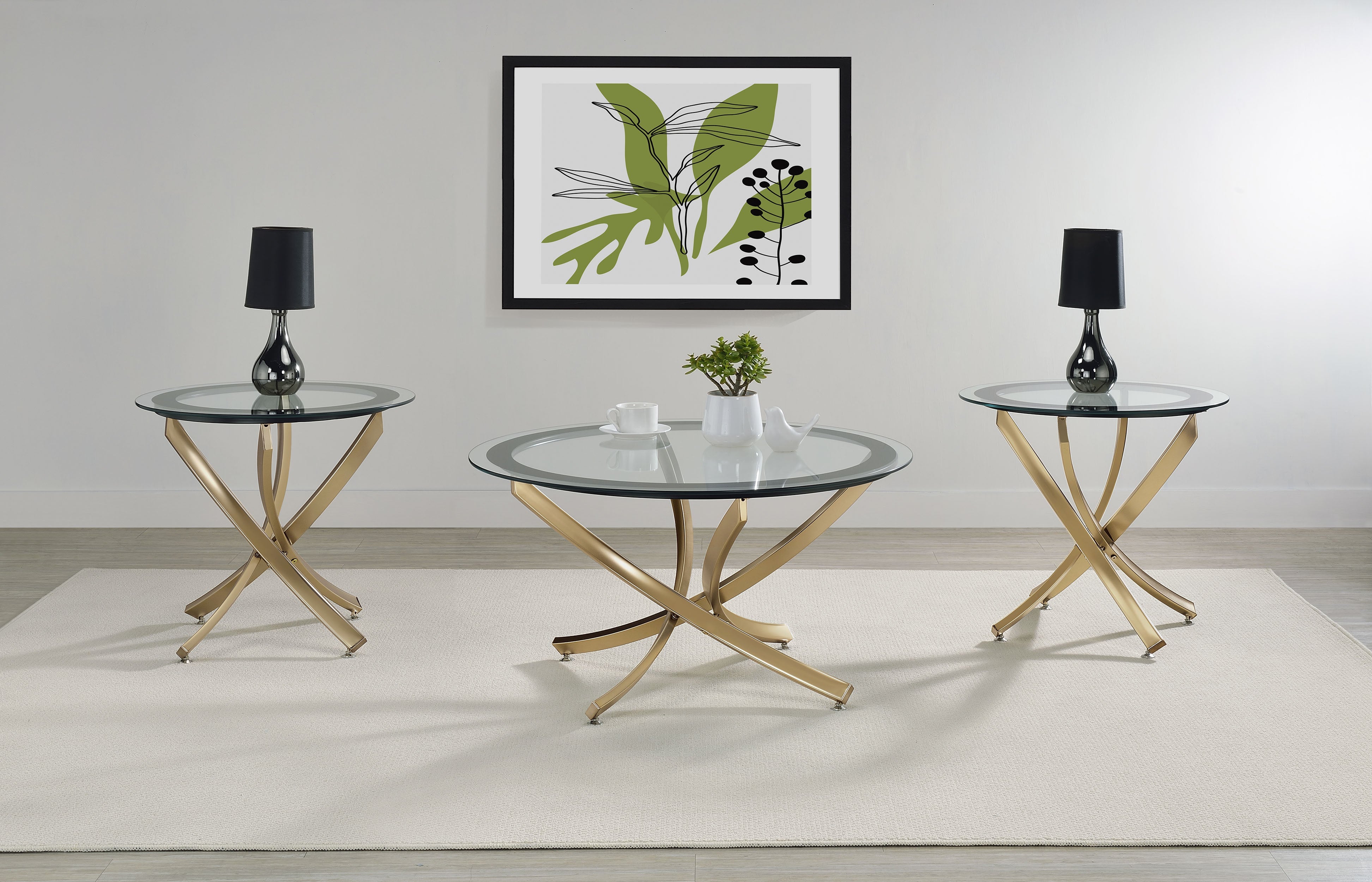 Brooke  Round Coffee and End Table Set Chrome