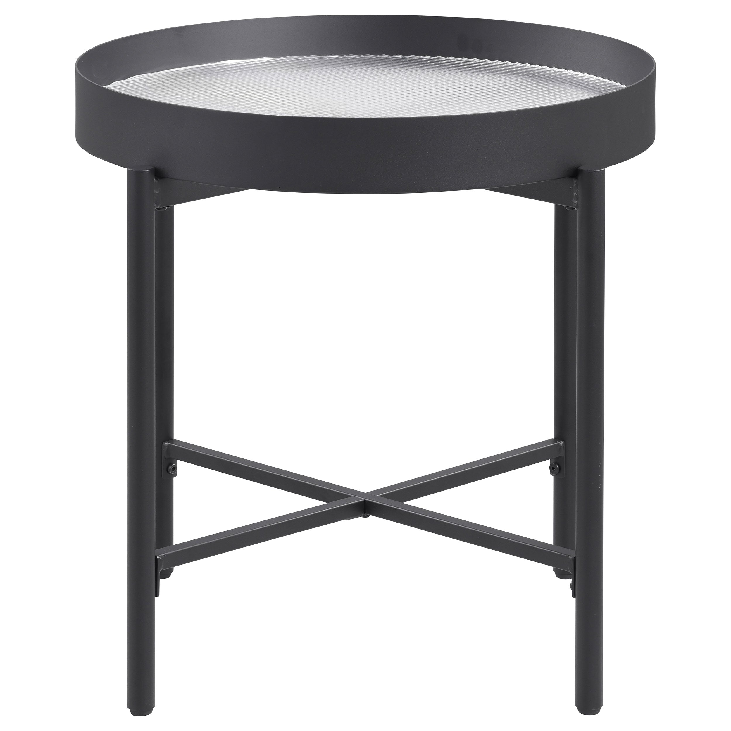 Ozella Round Coffee and End Table Set Sandy Black