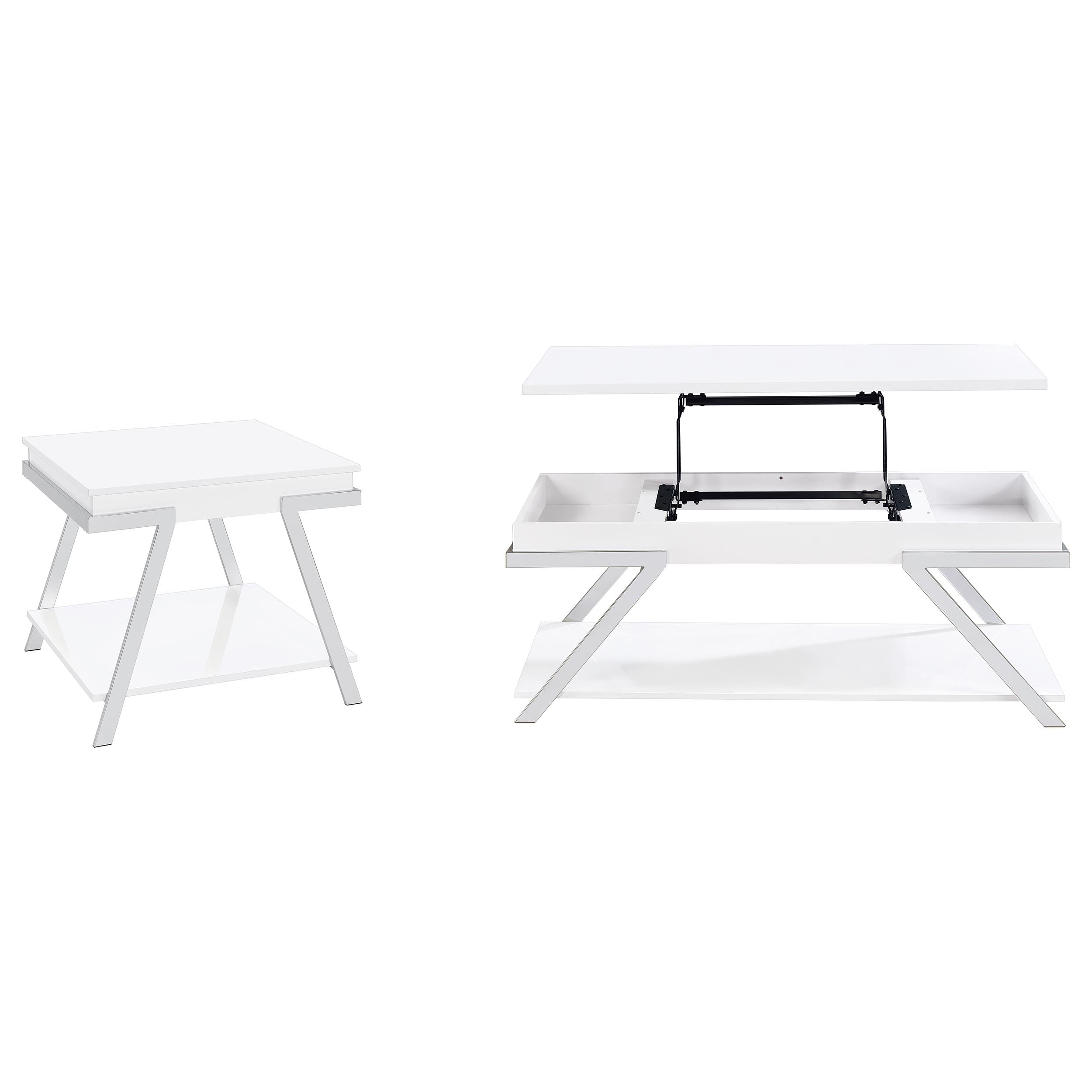 Marcia Coffee and End Table Set White High Gloss