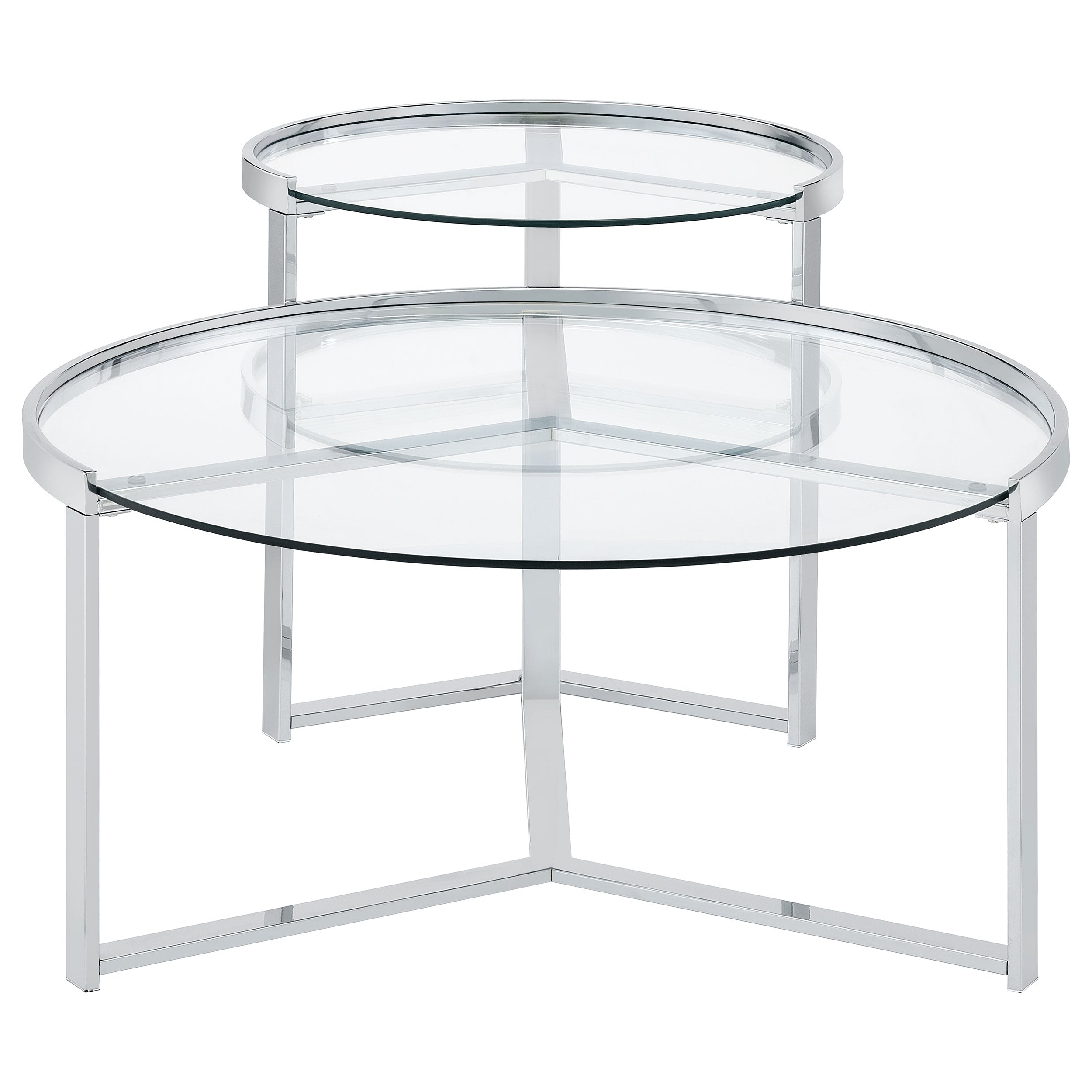 Delia Round Glass Top Nesting Coffee Table Chrome