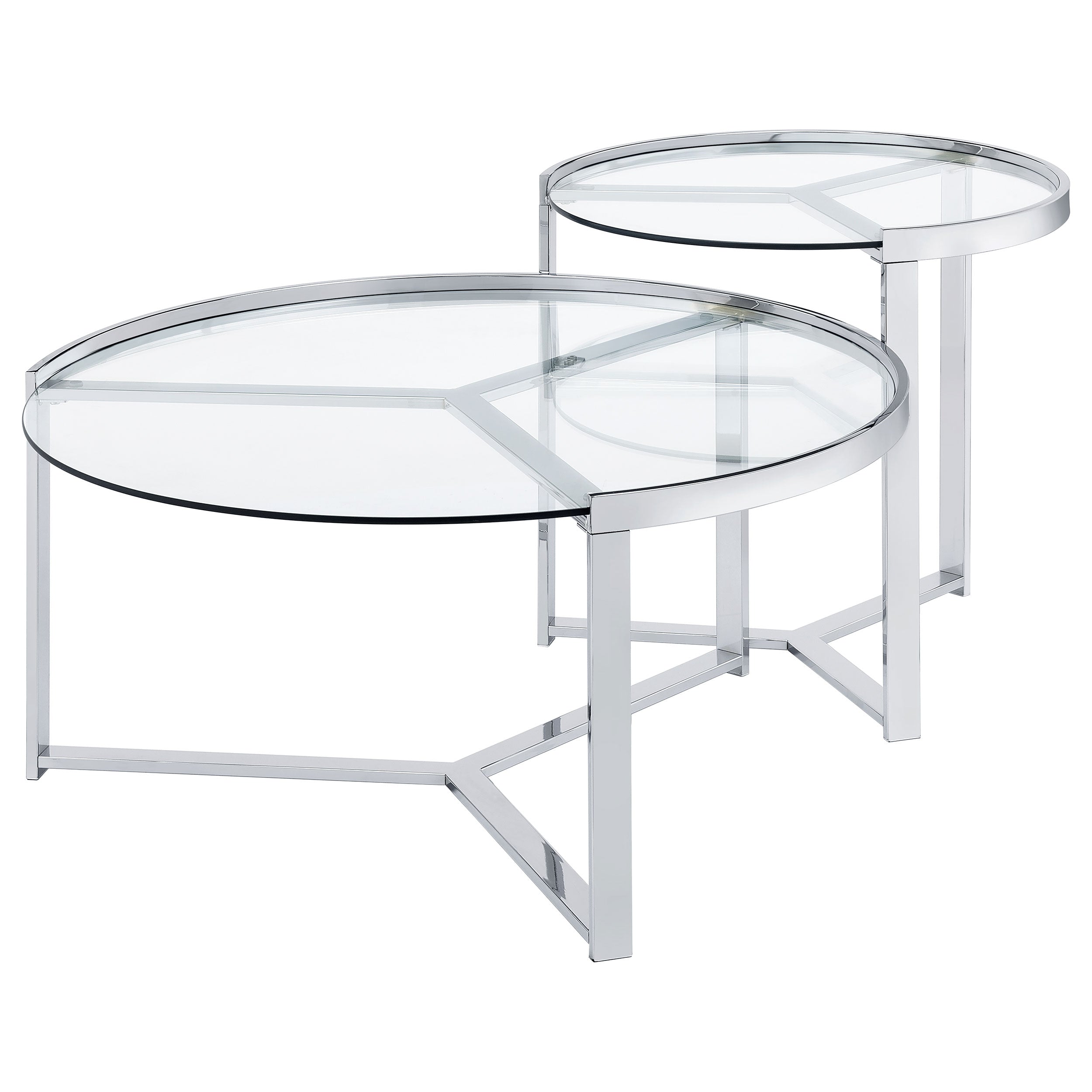 Delia Round Glass Top Nesting Coffee Table Chrome