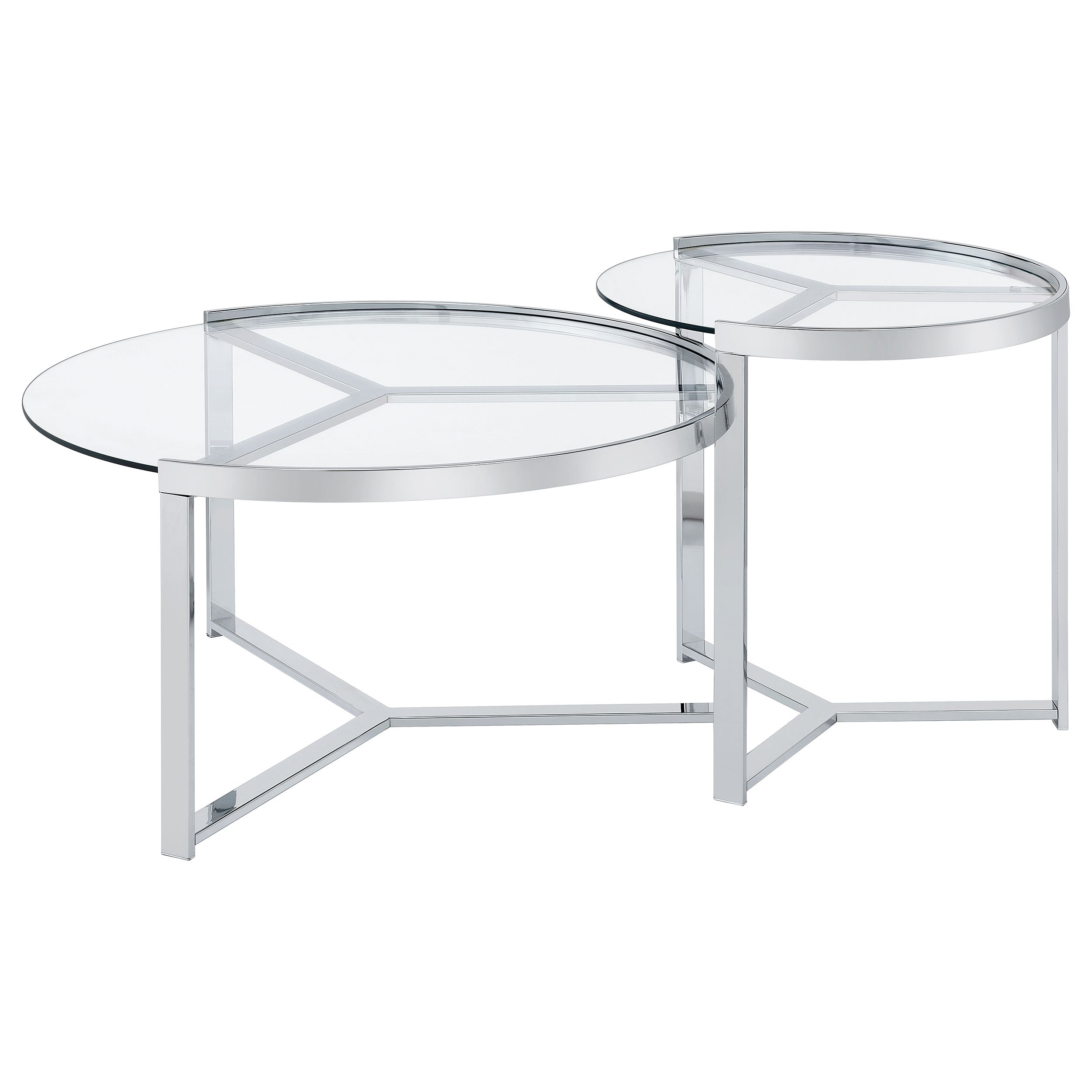 Delia Round Glass Top Nesting Coffee Table Chrome
