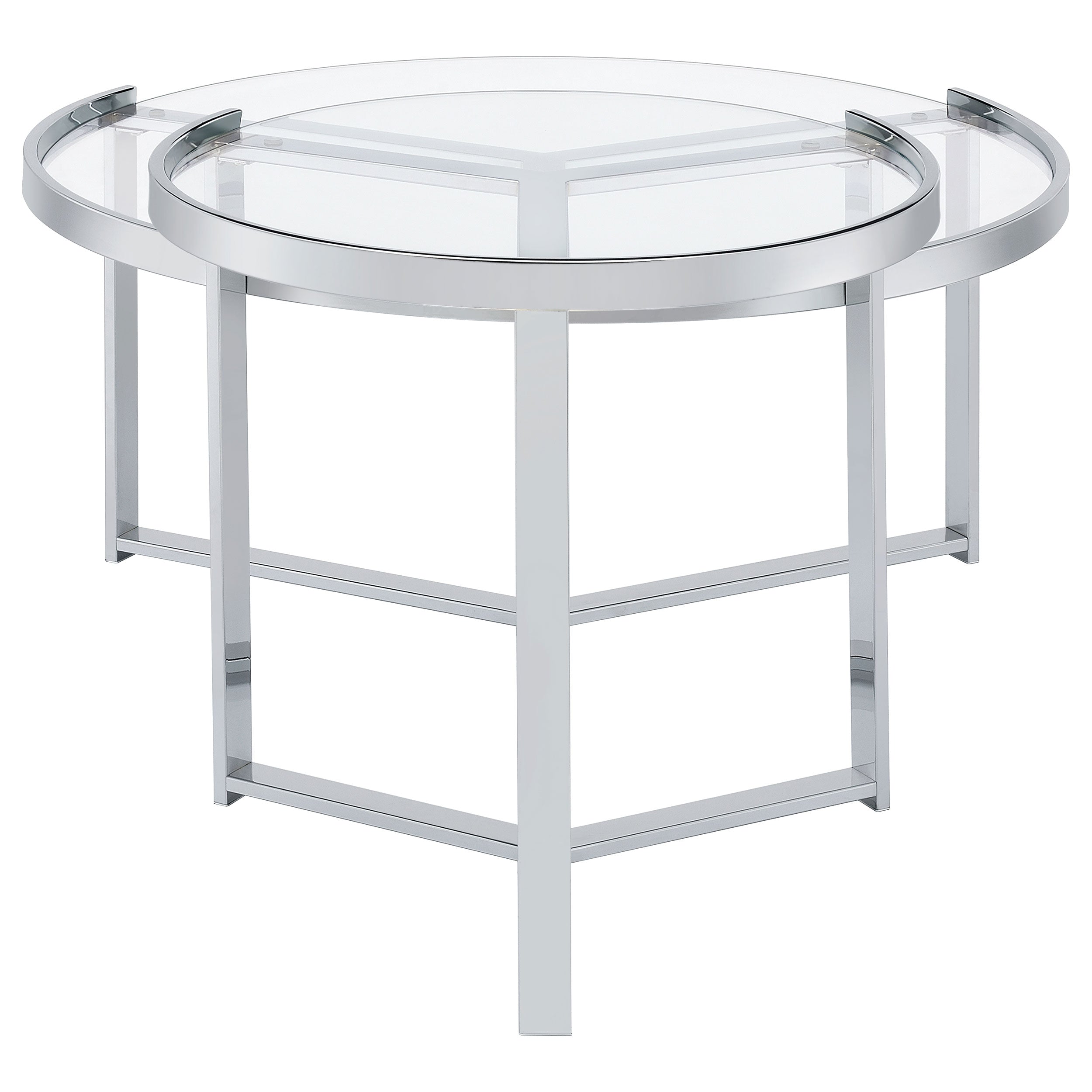 Delia Round Glass Top Nesting Coffee Table Chrome