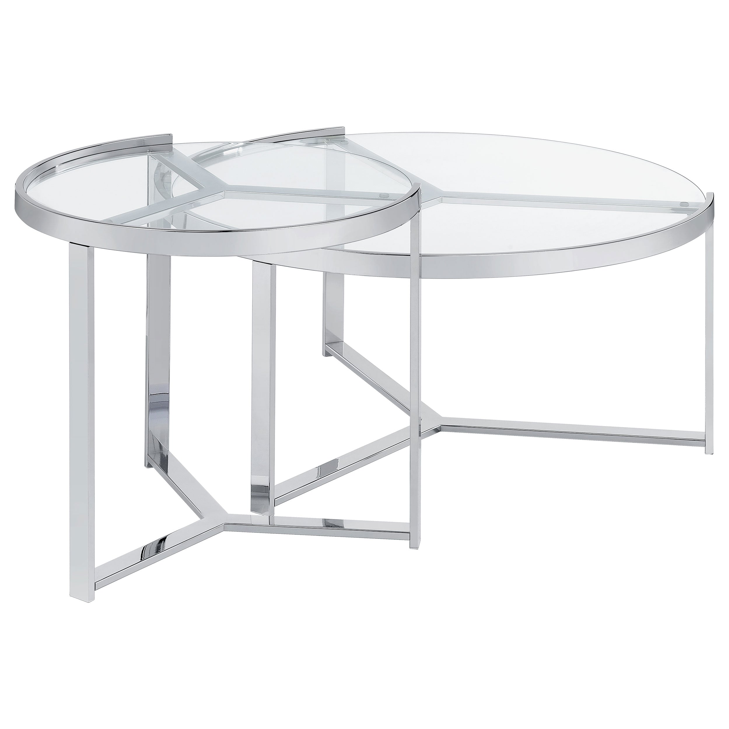 Delia Round Glass Top Nesting Coffee Table Chrome