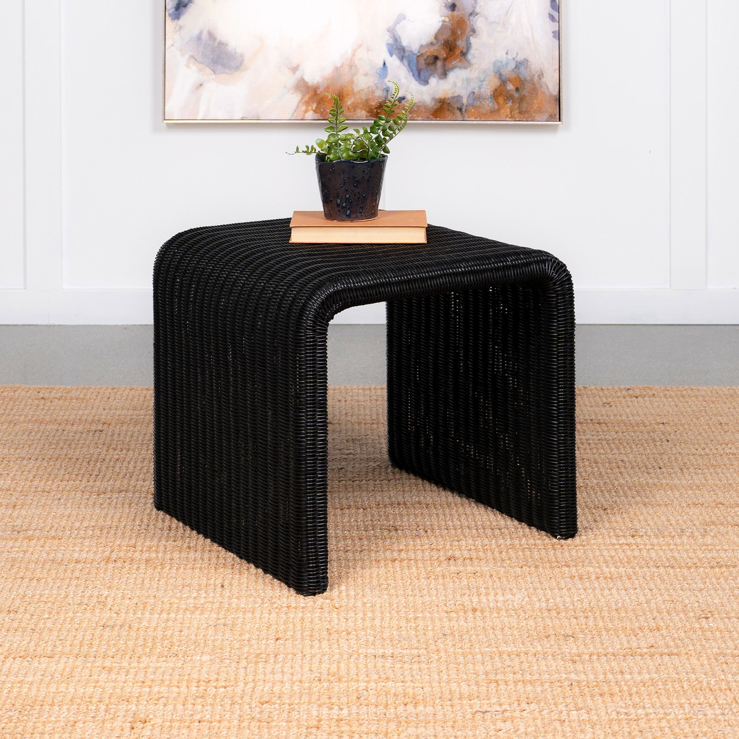 Cahya Square Woven Rattan End Table Natural