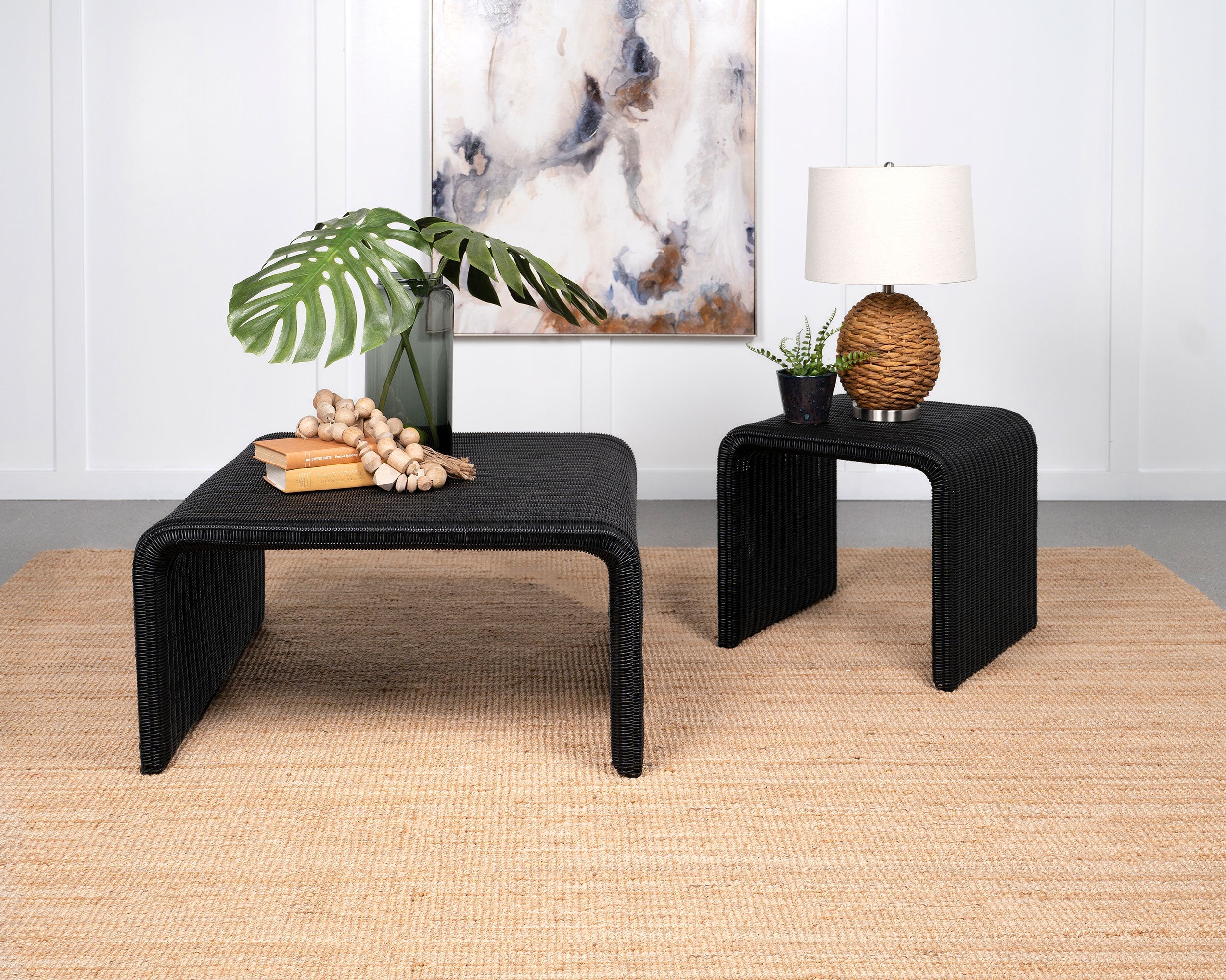 Cahya Square Woven Rattan End Table Natural
