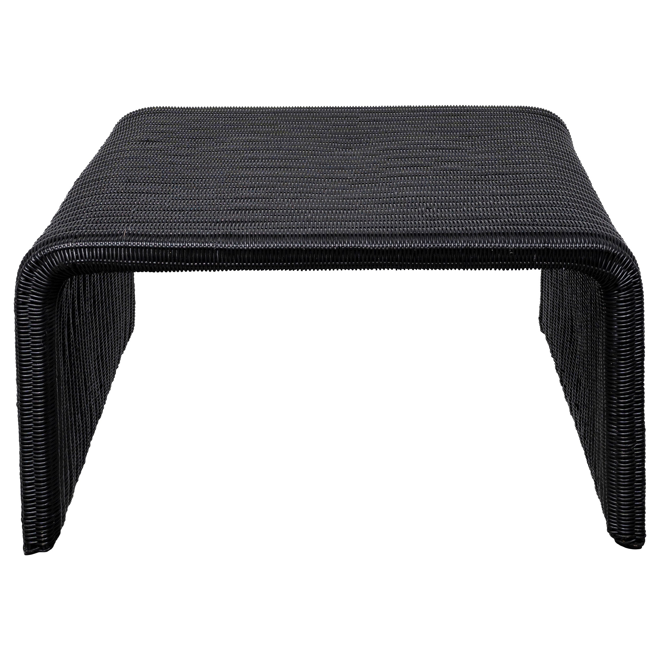 Cahya  Rattan Coffee and End Table Set Black