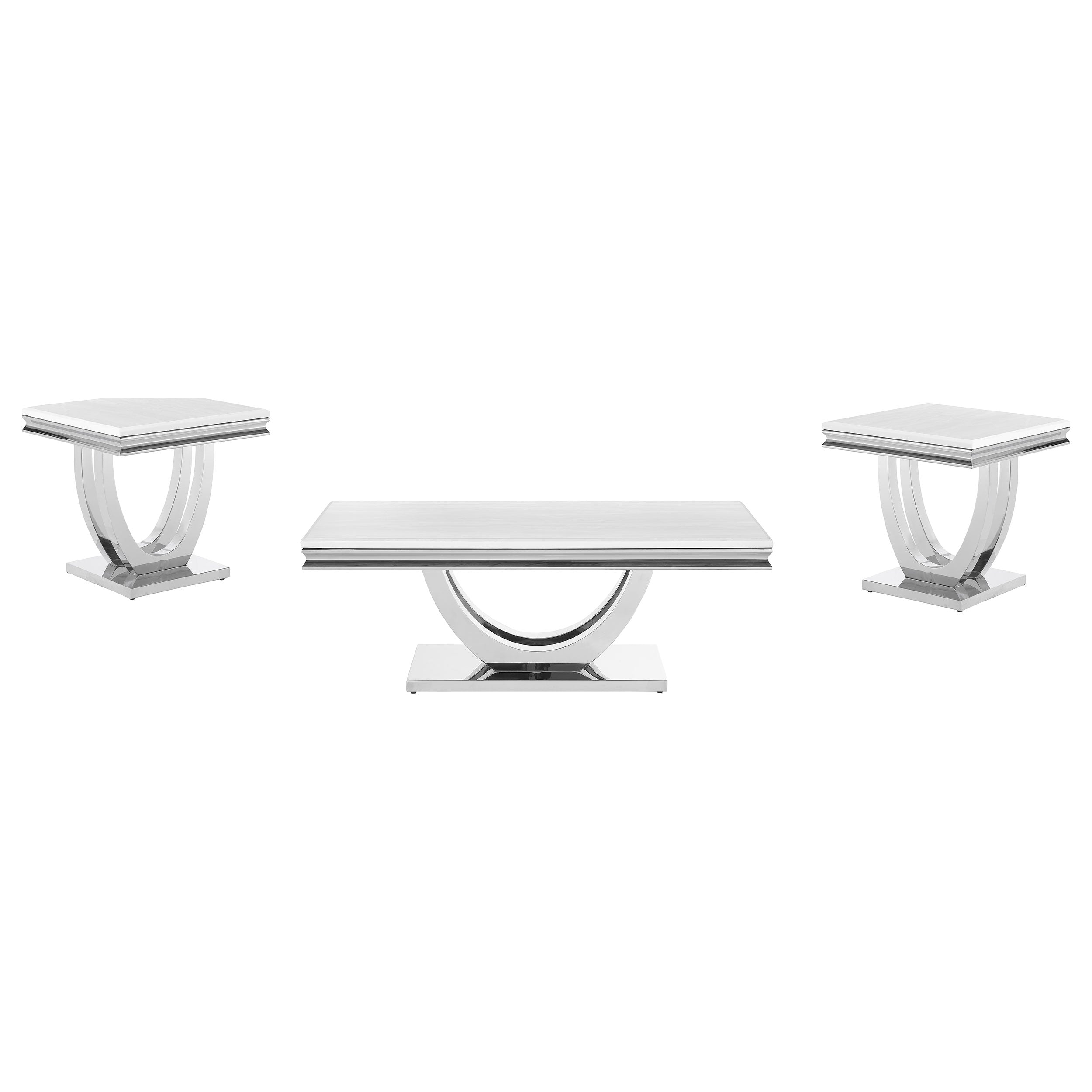 Kerwin Rectangular Coffee and End Table Set Chrome