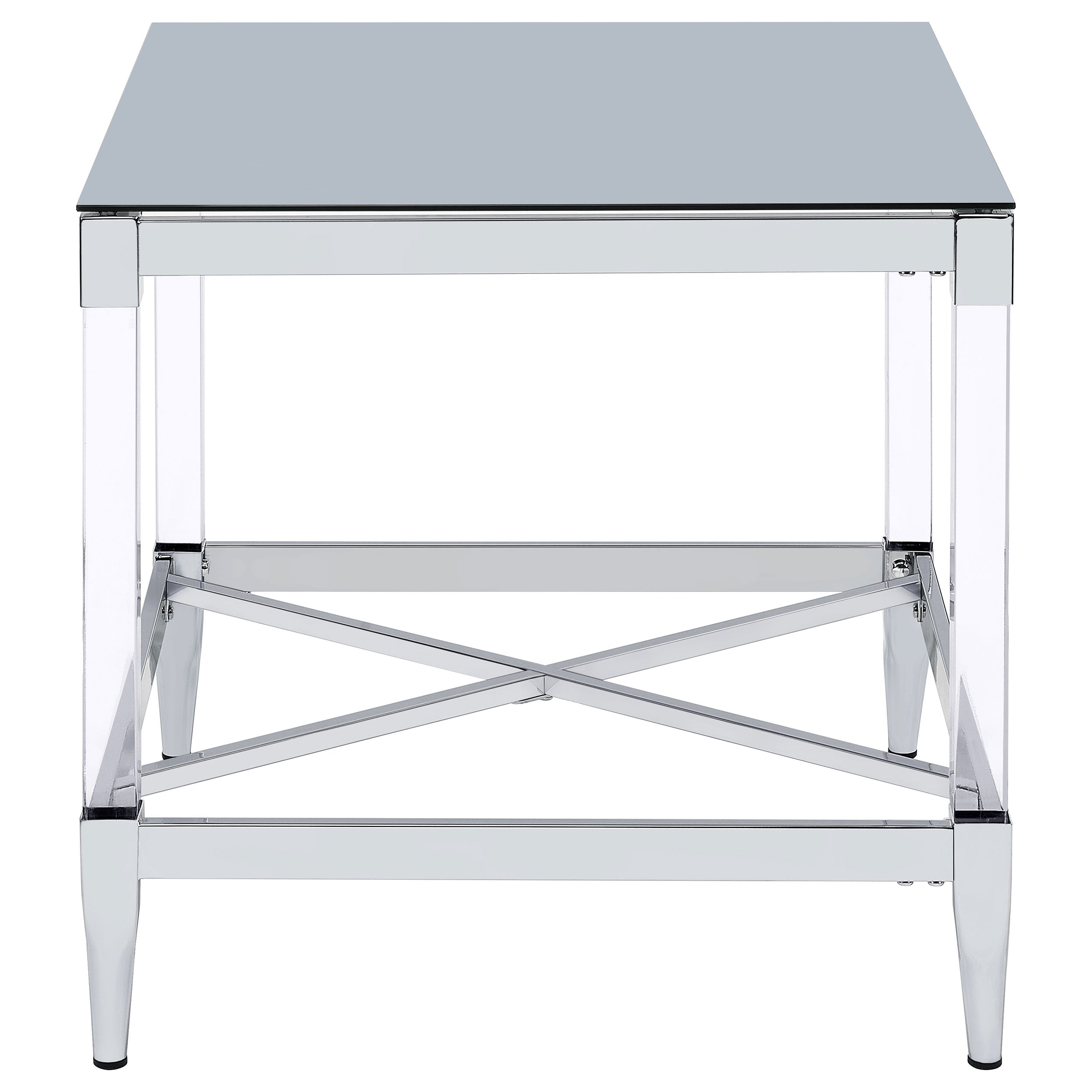 Lindley Square Tempered Mirror Acrylic Side End Table Chrome