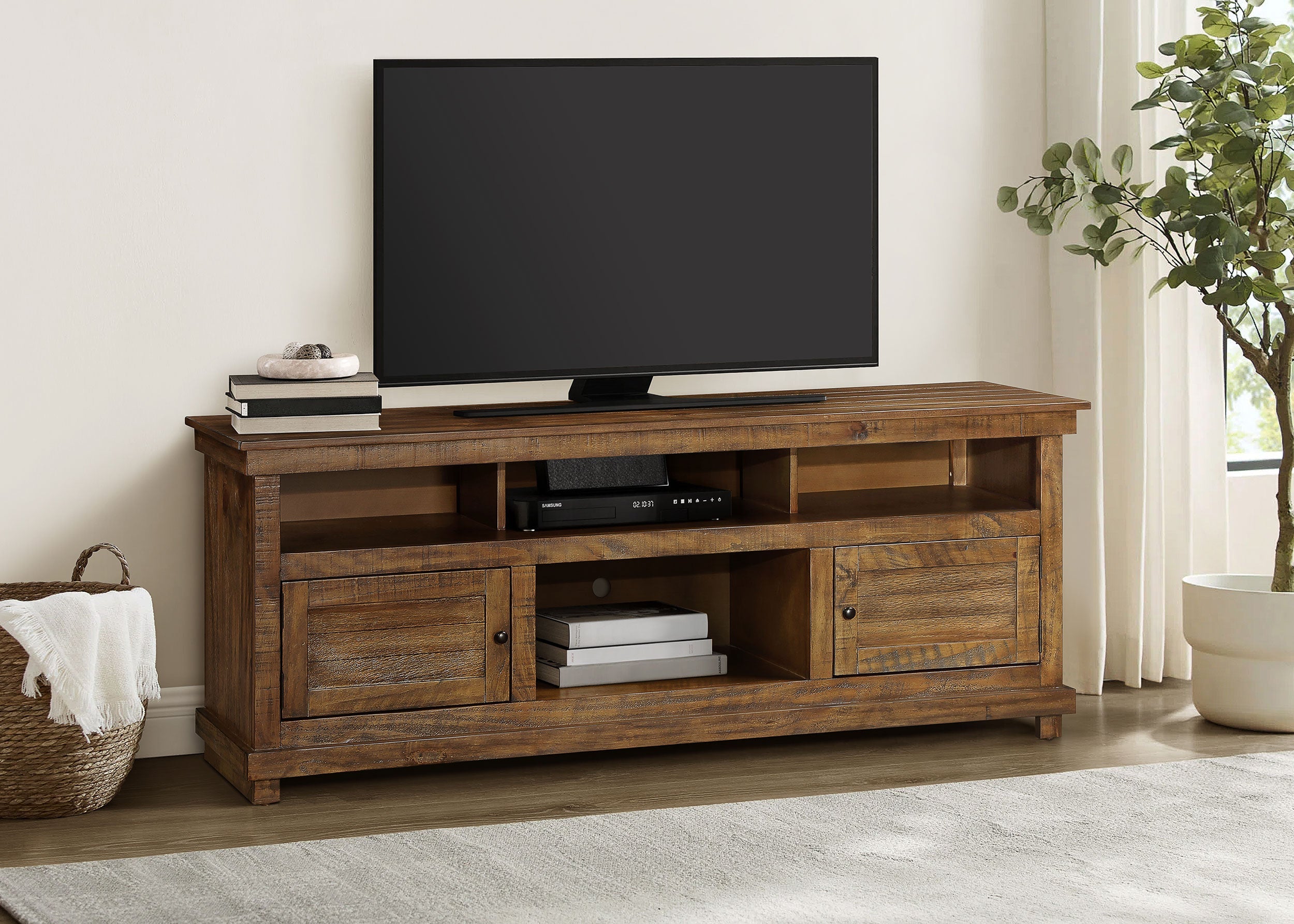 Payne 60-inch TV Stand Media Console Distressed Brown
