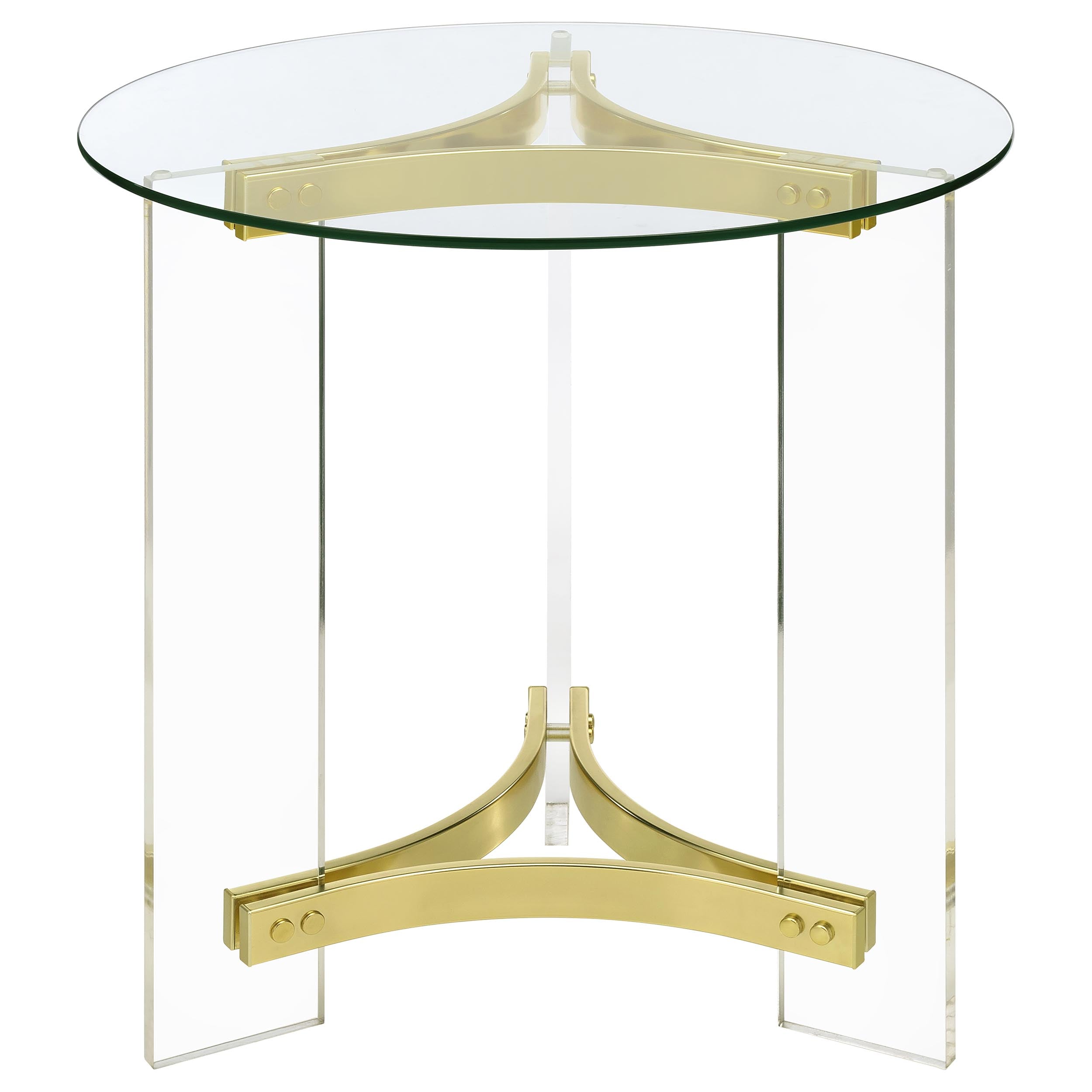 Janessa Acrylic Coffee and End Table Set Matte Brass