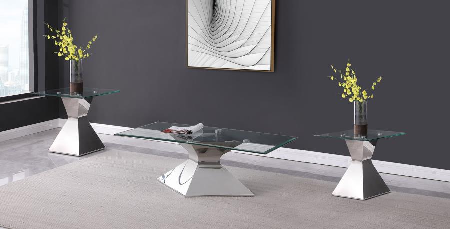 Jenny Rectangular Coffee and End Table Set Chrome