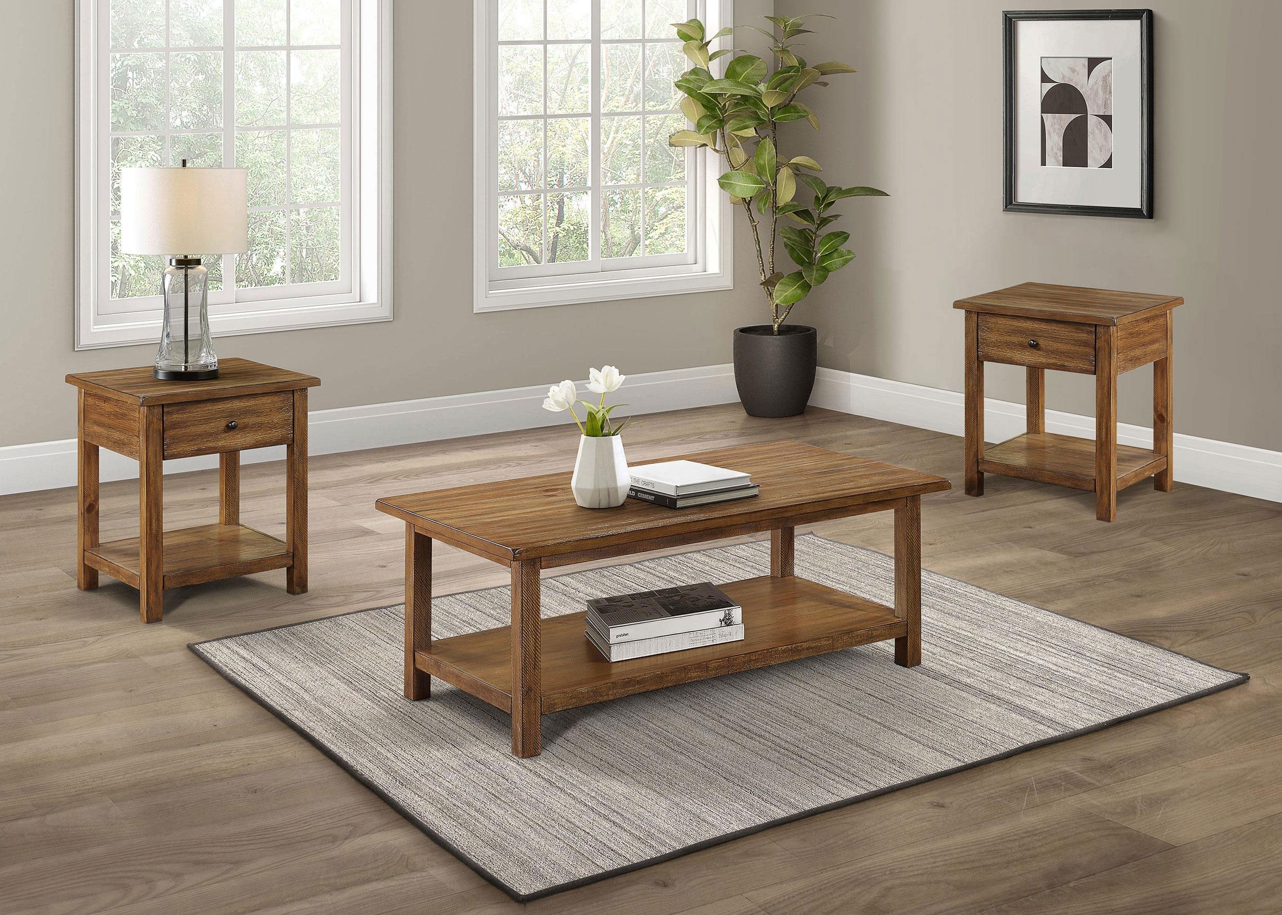 Payne Coffee and 1-drawer End Table Set Brown