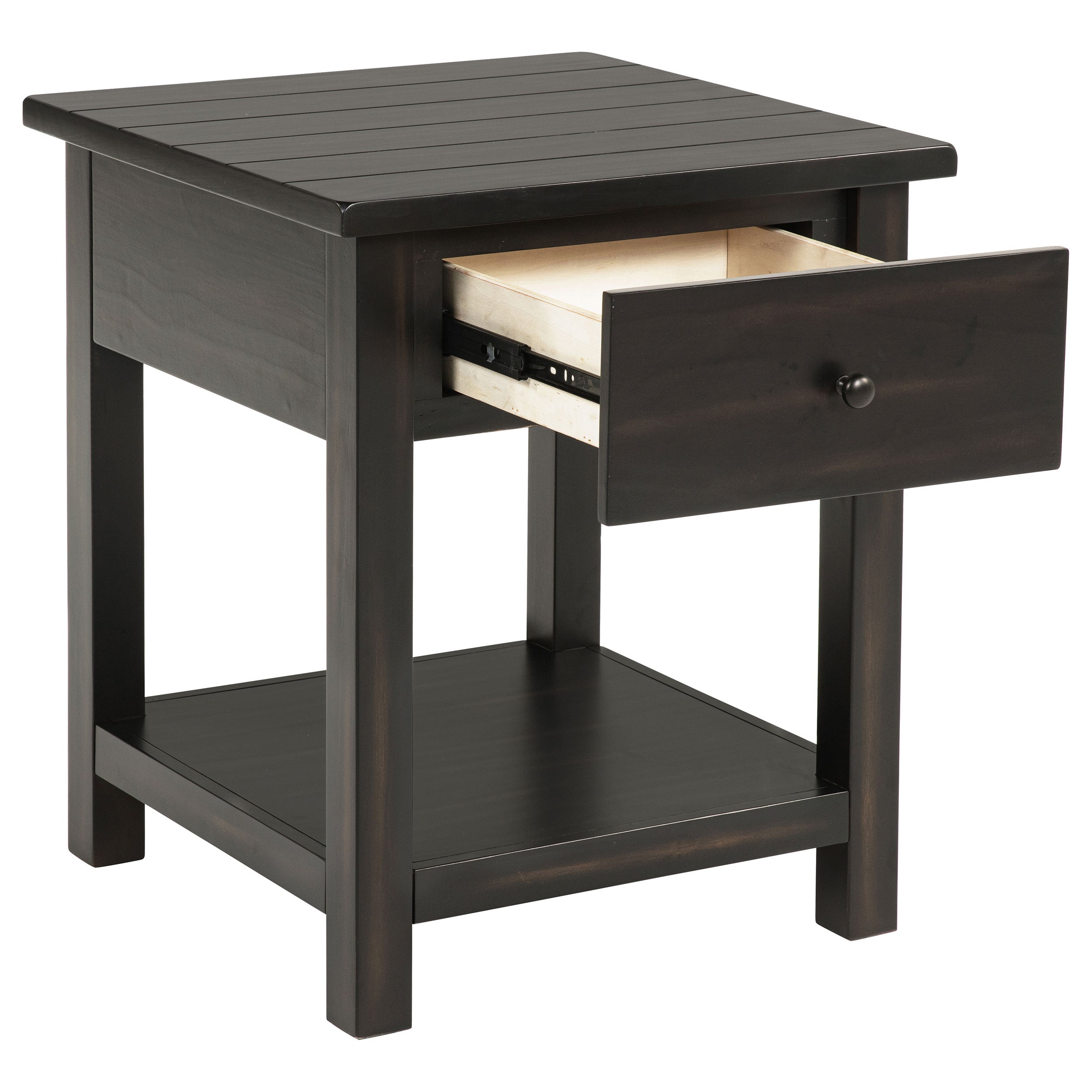 Payne 1-drawer Wood End Table with Shelf Distressed Brown