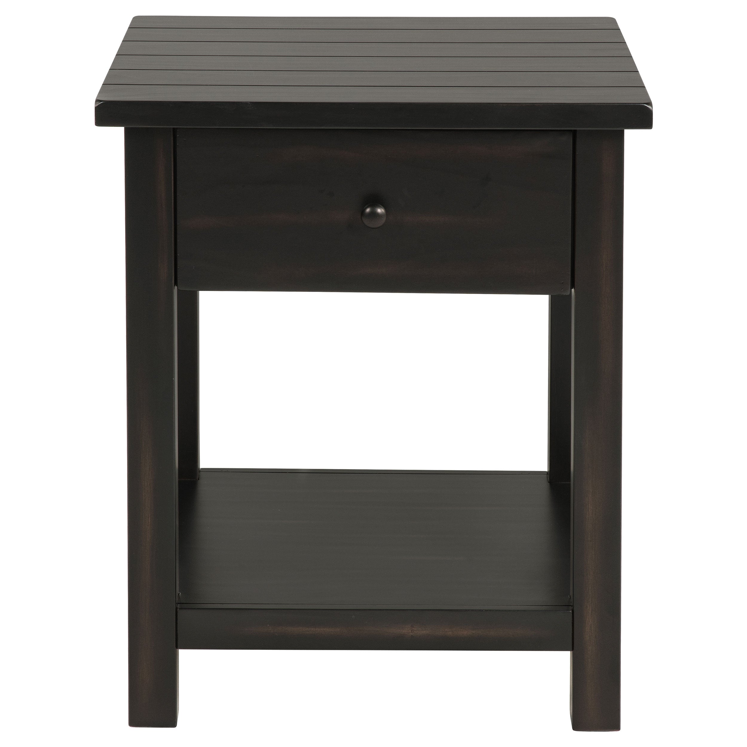 Payne 1-drawer Wood End Table with Shelf Distressed Brown