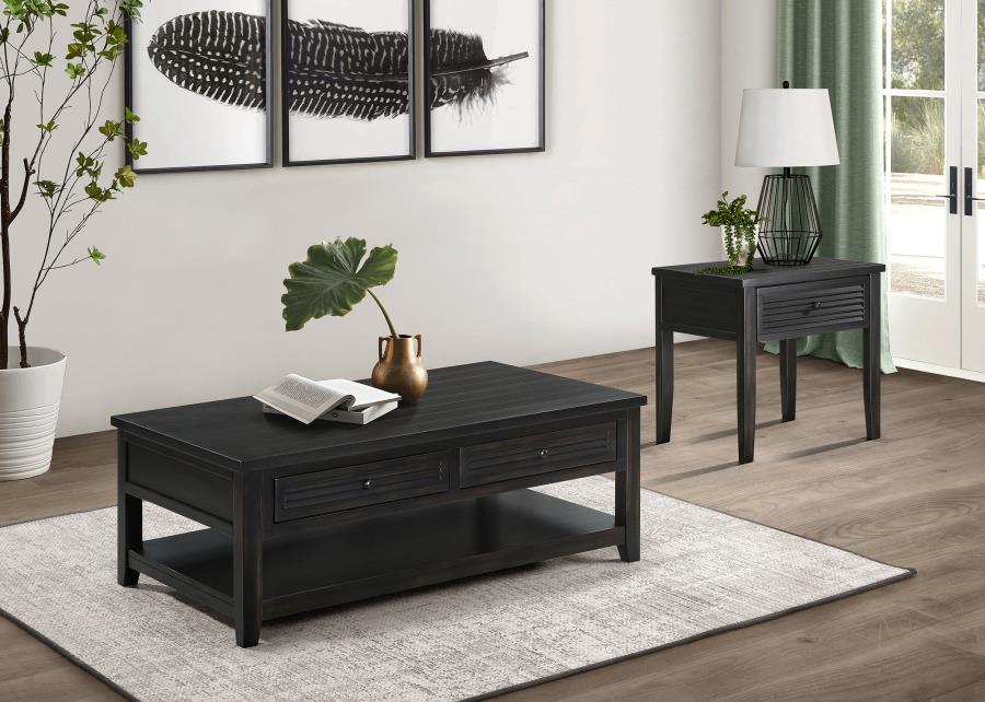 Concord Coffee and End Table Set Distressed Java